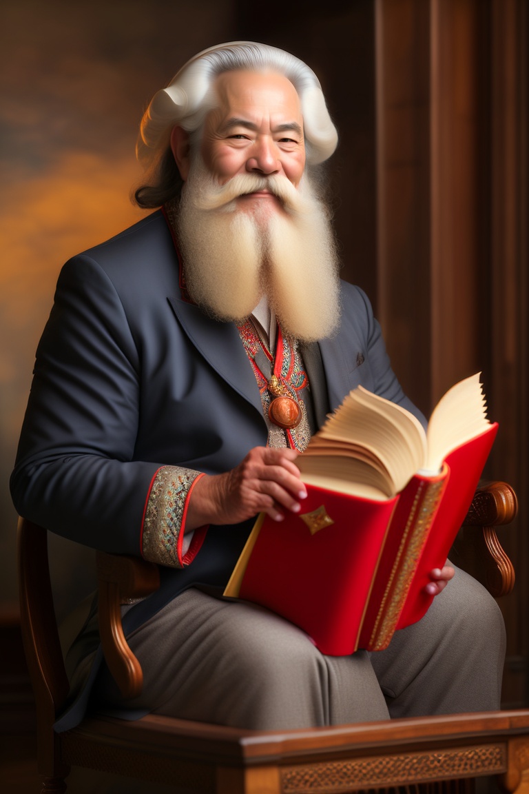 Lexica - Portrait of an older man with a long white beard and handlebar ...