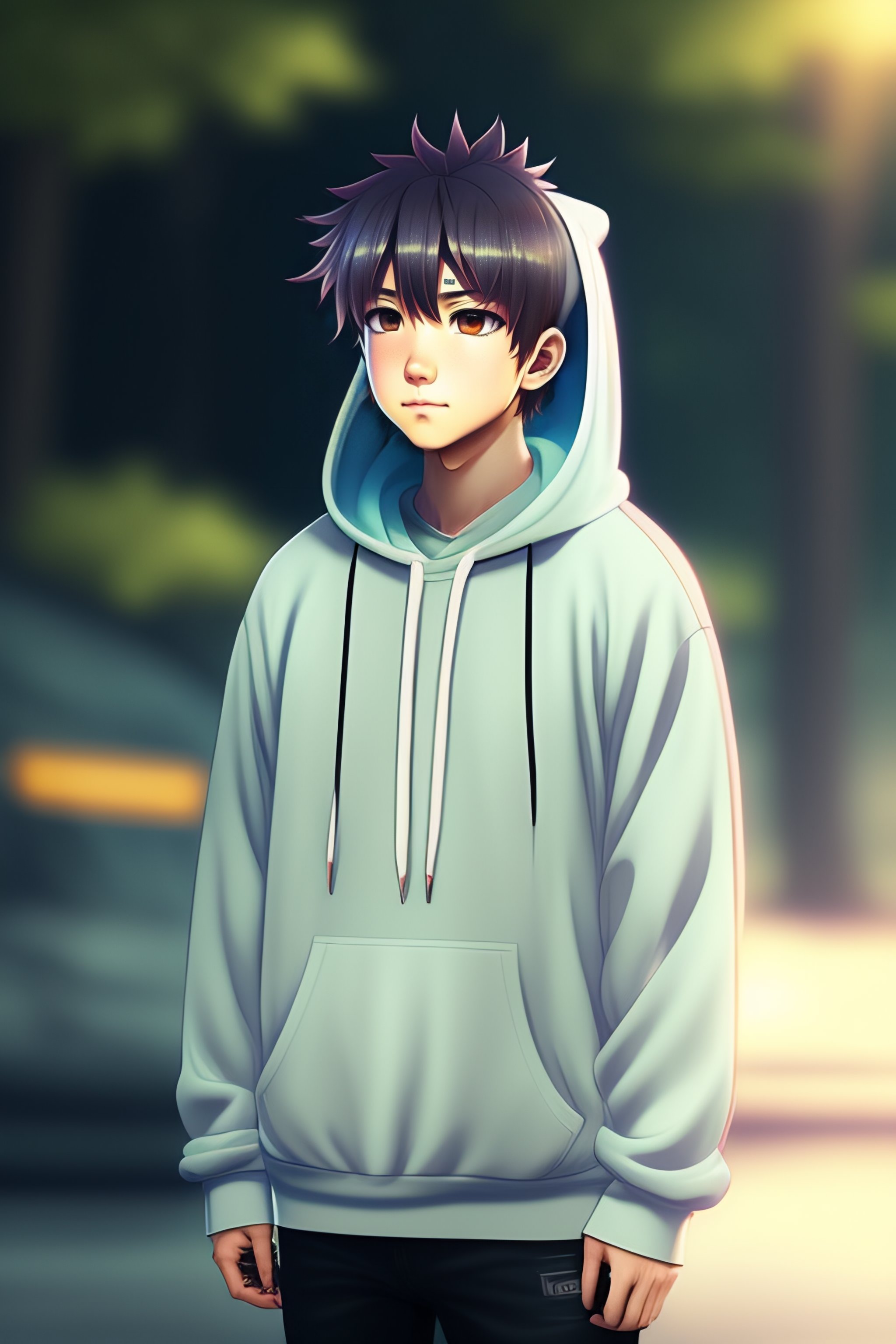 Anime boy hot sale in hoodie