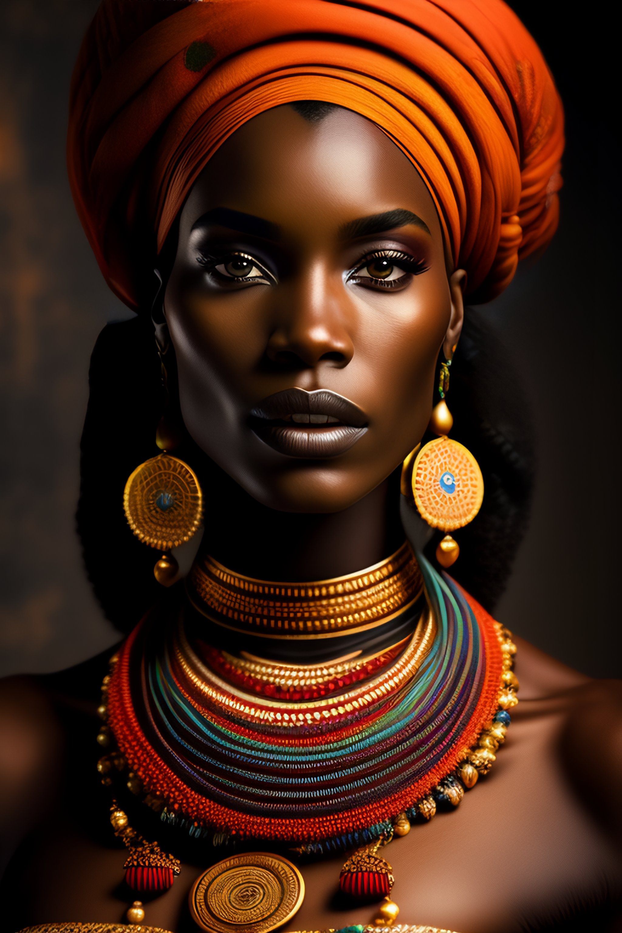 Lexica - Vintage portrait of a stunningly beautiful west african tribal ...