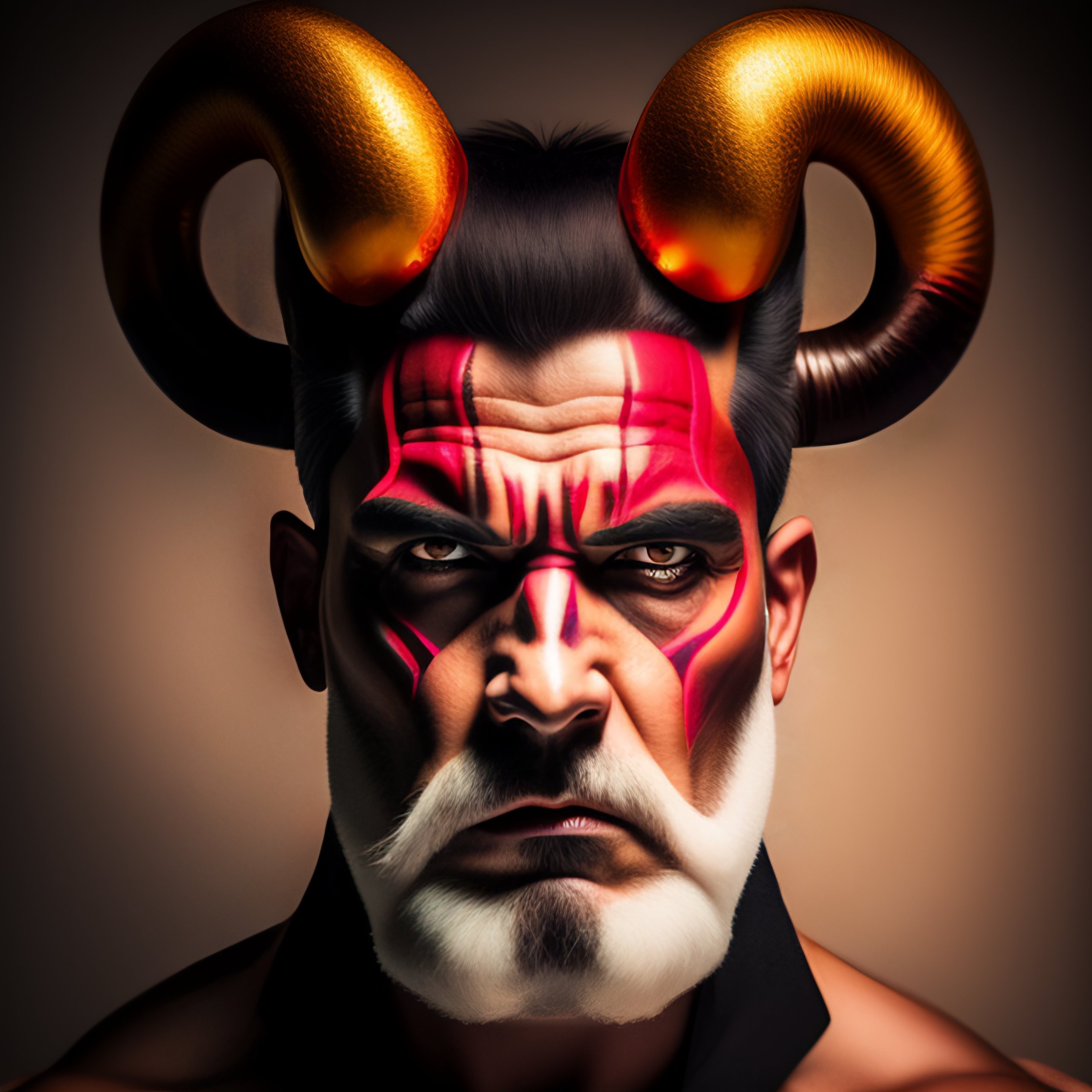 Lexica - A man with horns growing from his head. red eyes and sharp ...