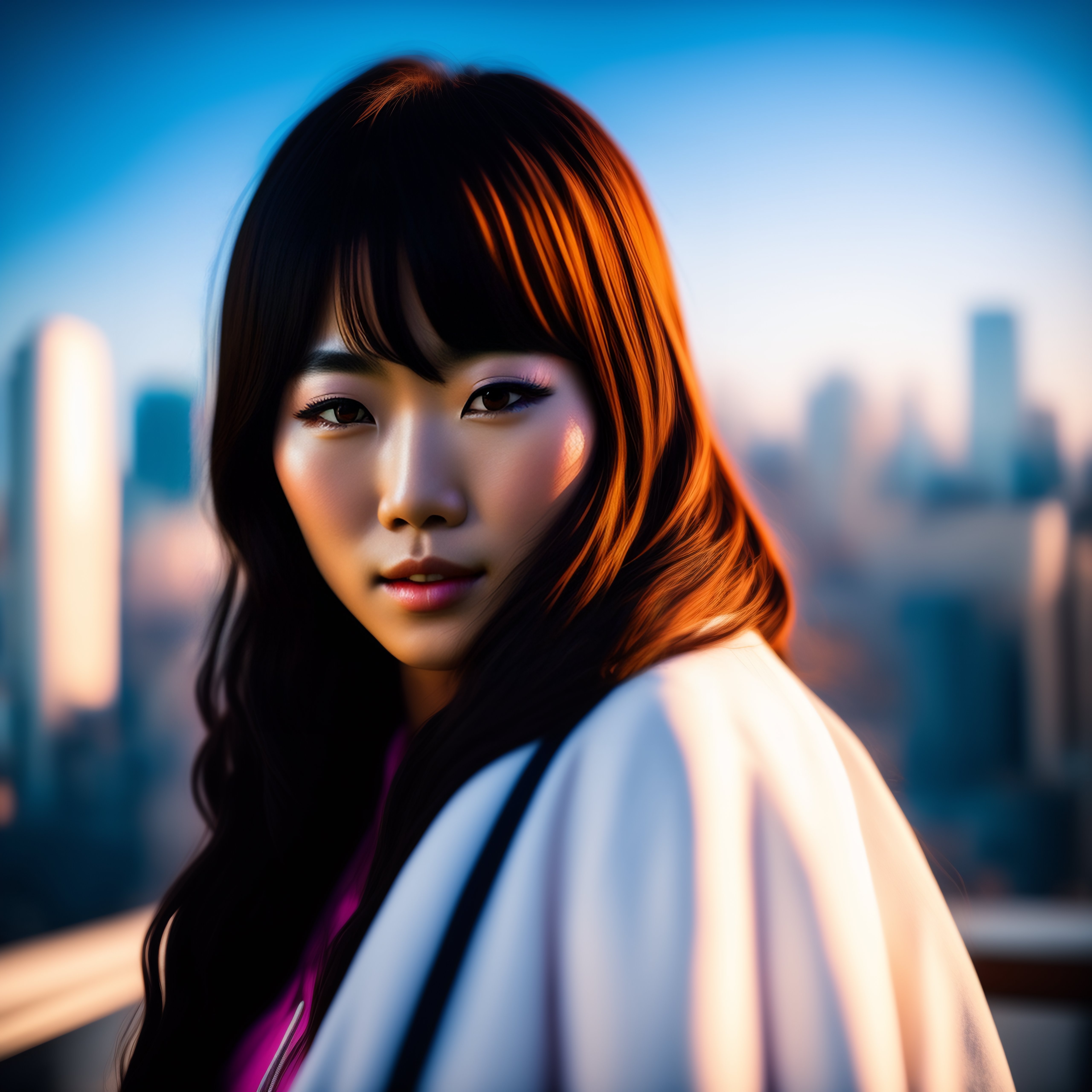 Lexica - A filmlike Photograph of a Japanese idol girl posing on a ...