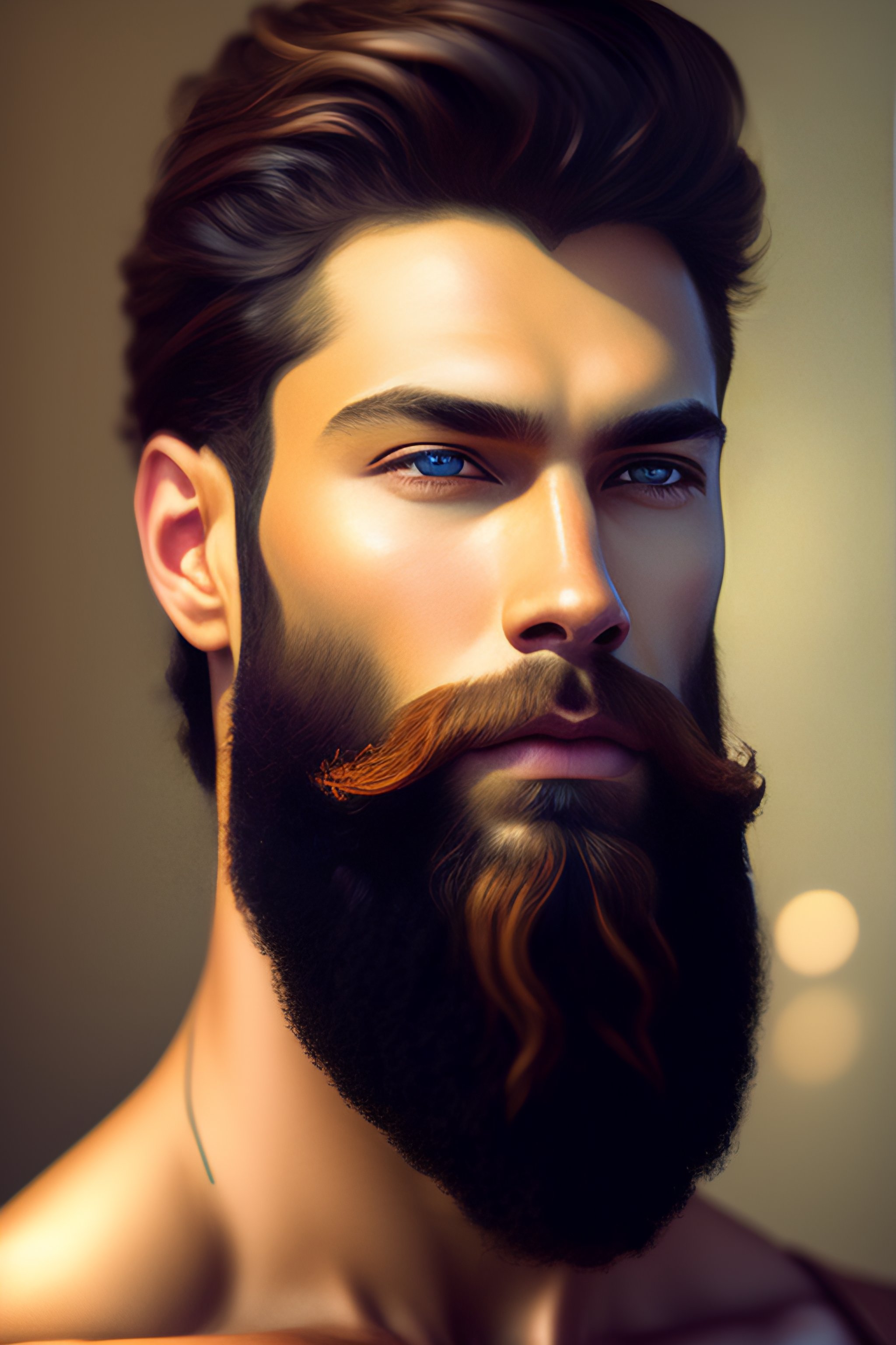 Lexica - Highly Realistic portrait of a natural bearded man, shaped ...