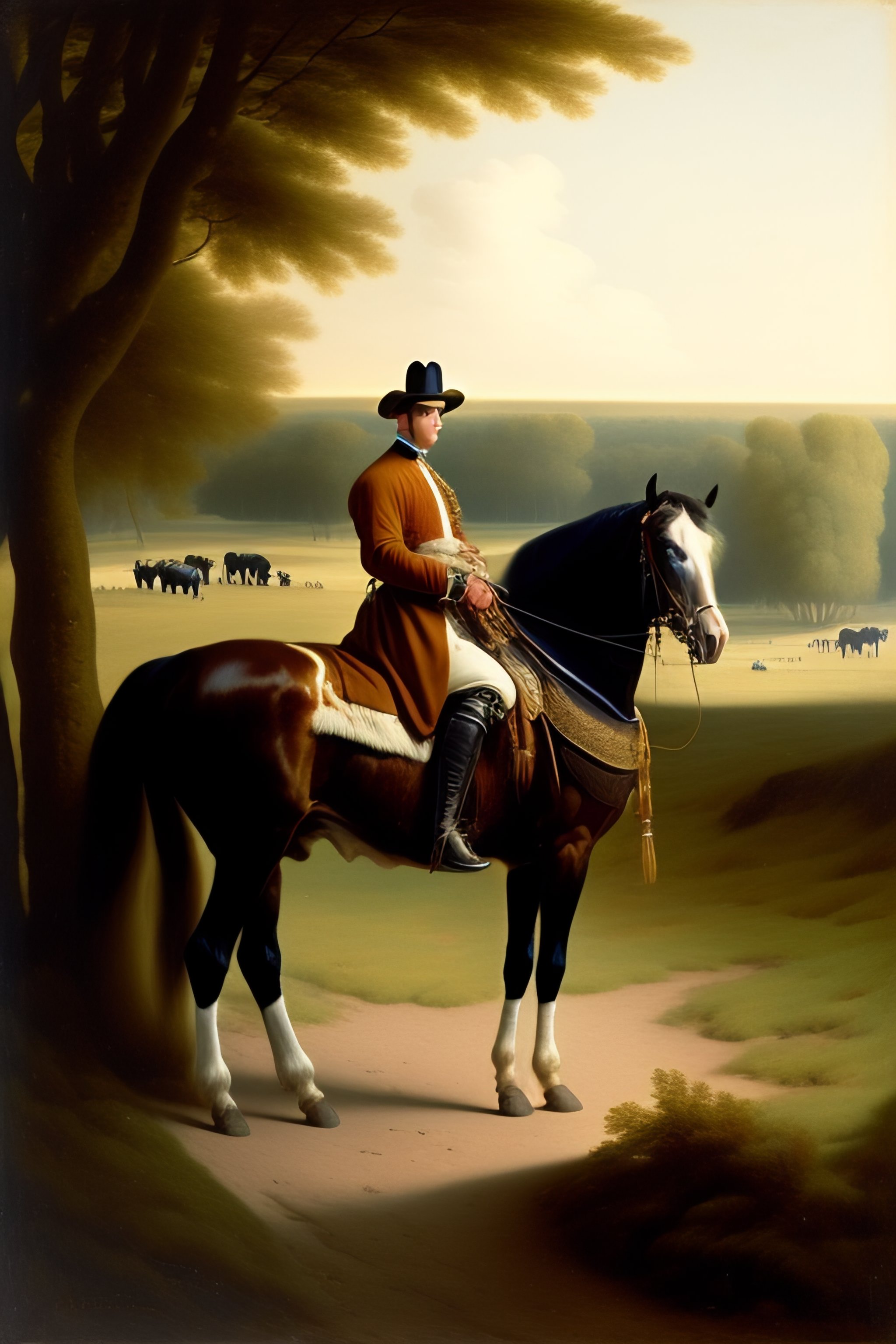 File:A gouty man surrounded by horse-riding accoutrements. Colour