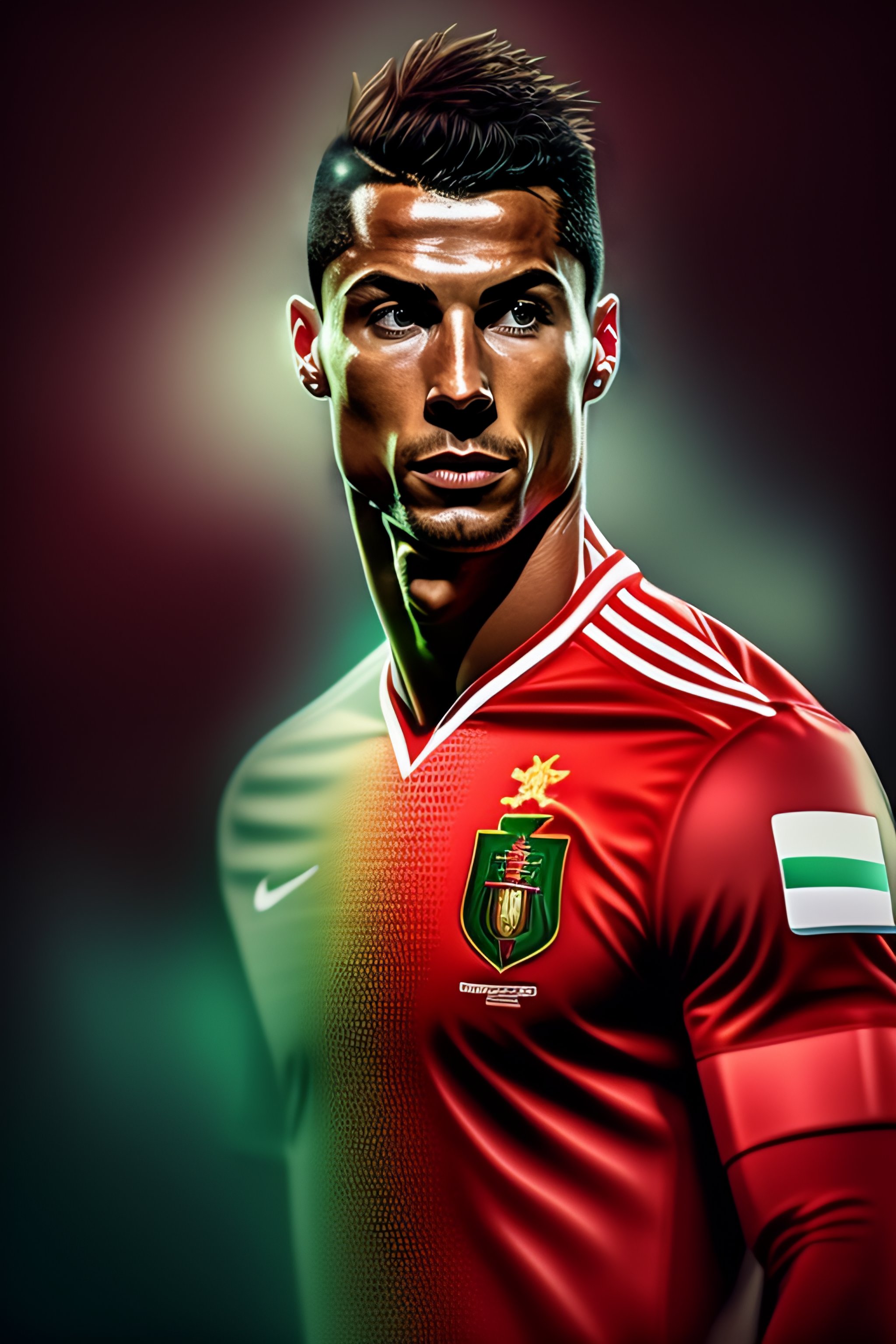 Lexica - Photorealistic portrait of Cristiano Ronaldo wearing Portugal ...