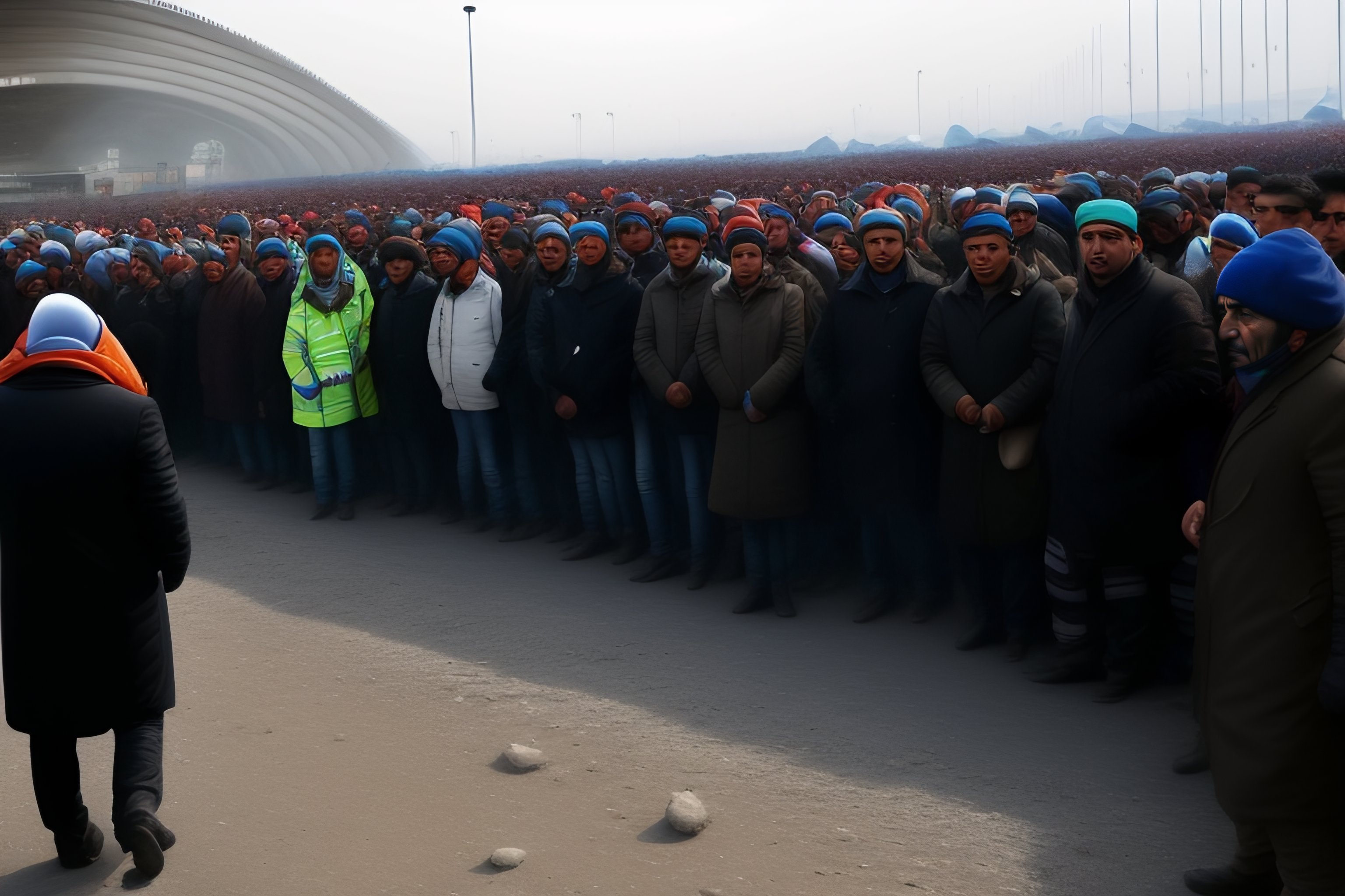 Lexica - The image of crowd who've been survived after the collapse ...