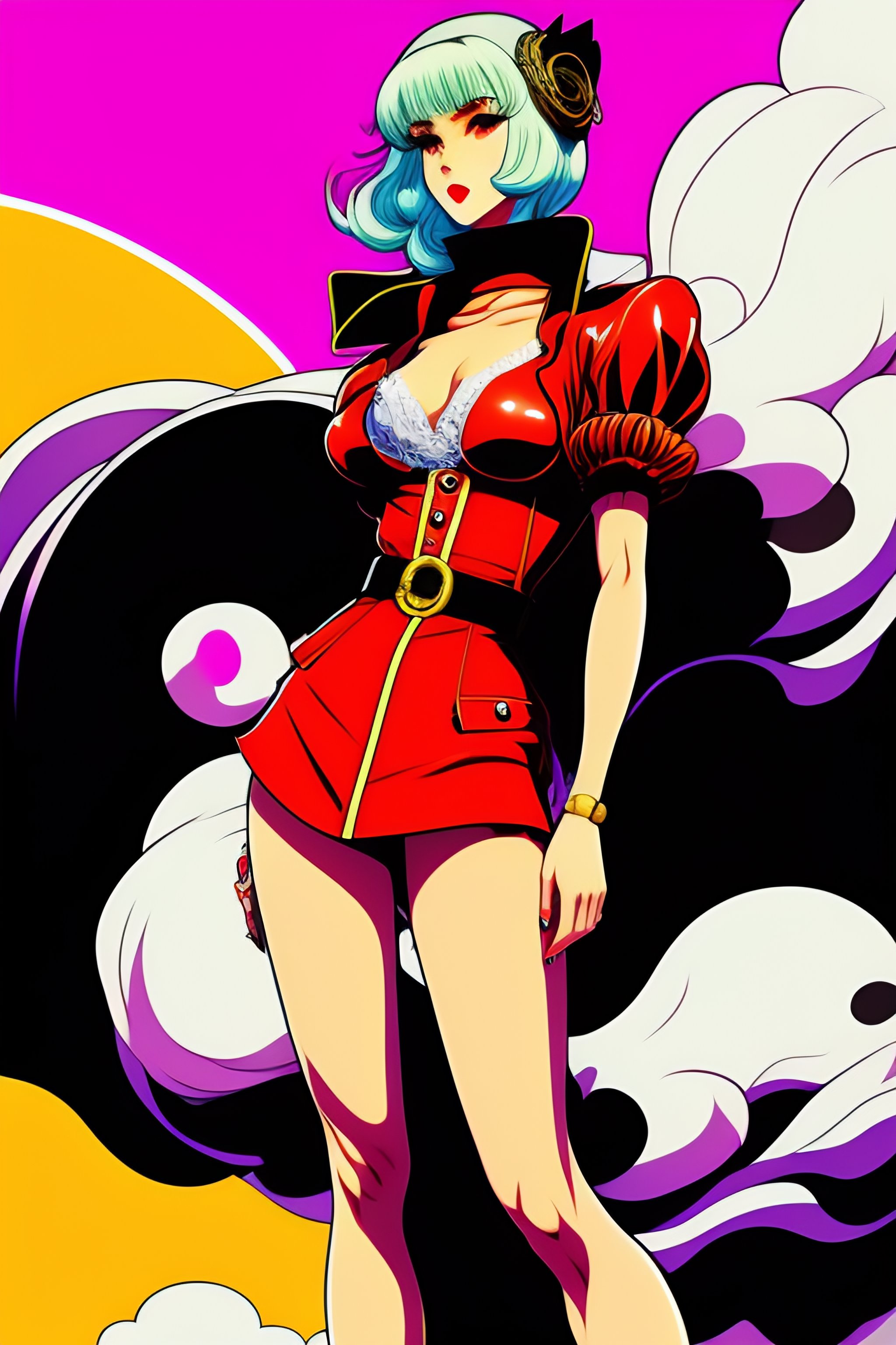 Lexica Full Body Pin Up Stylish Haute Outfit In The Style Of S Vintage Anime Surrealism