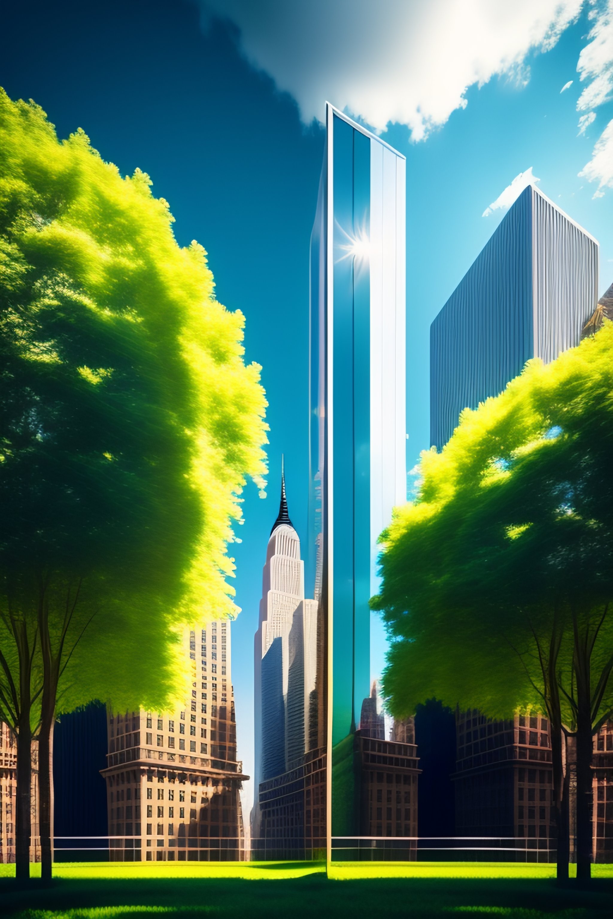 Lexica - New york with high buildings. in the center of city some green ...