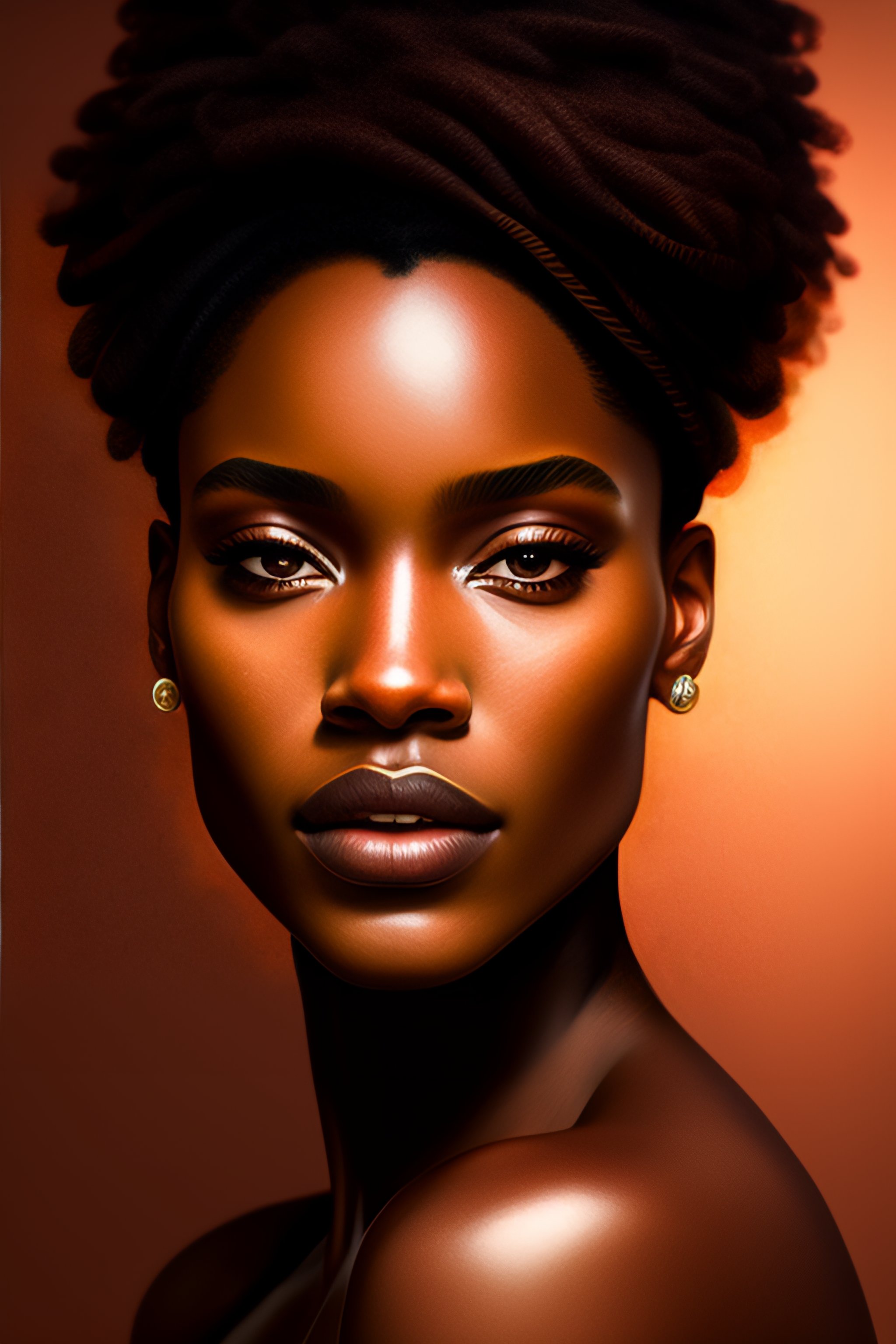 Lexica Portrait of a brown skinned beautiful african american model