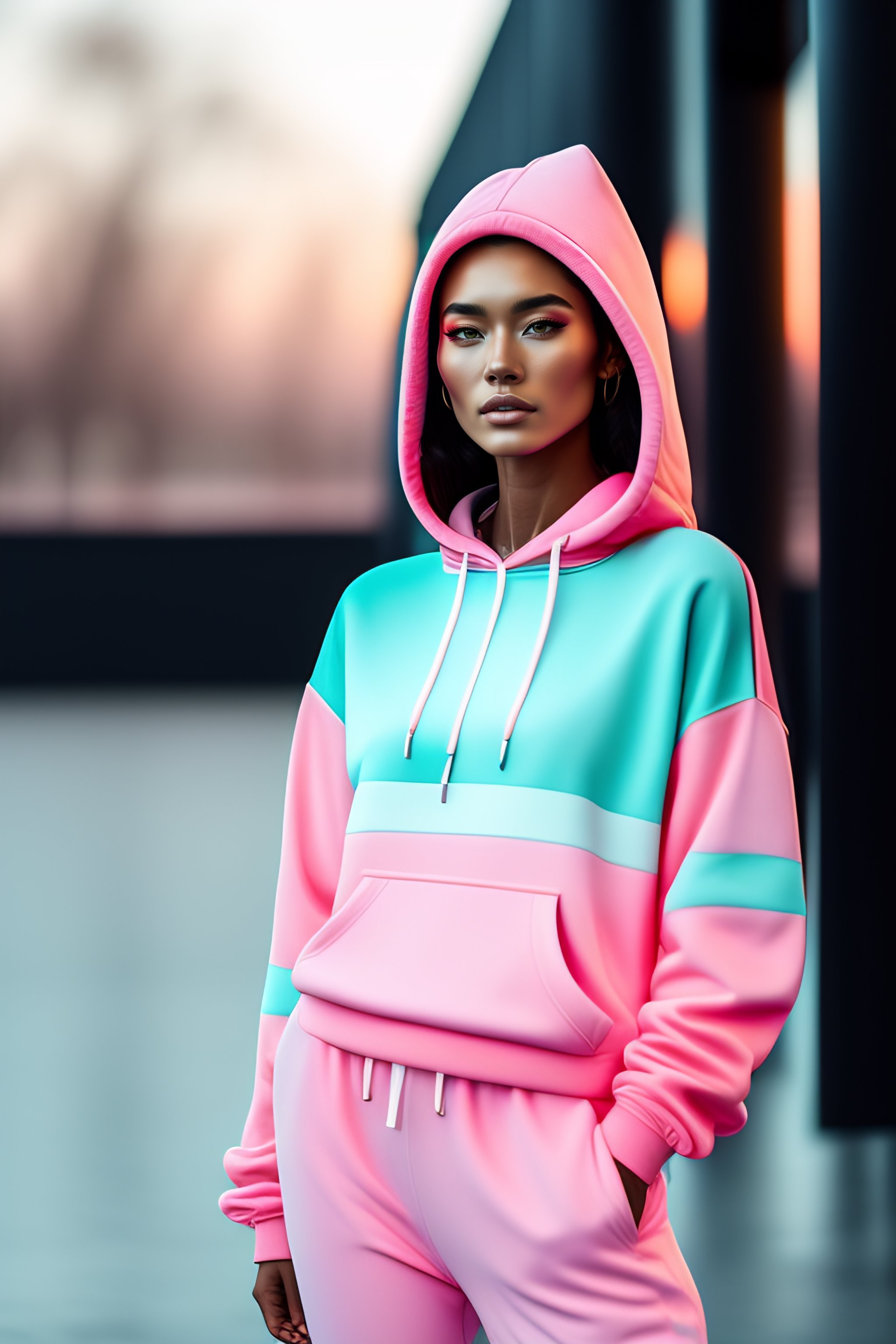 Two tone outlet pastel hoodie