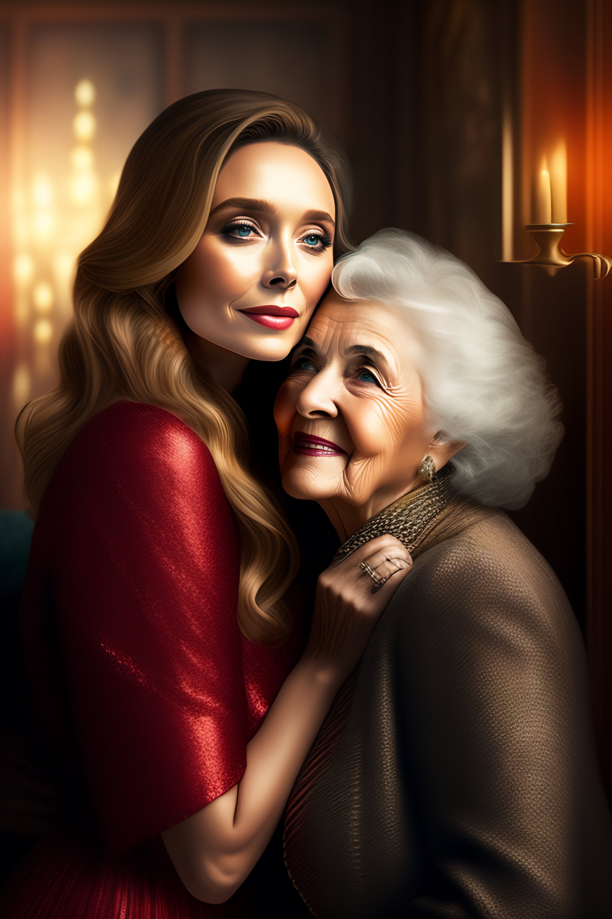 Lexica Elizabeth Olsen Kiss Old Woman Bedroom Background Glamour Realistic 32k Ultra Hd 