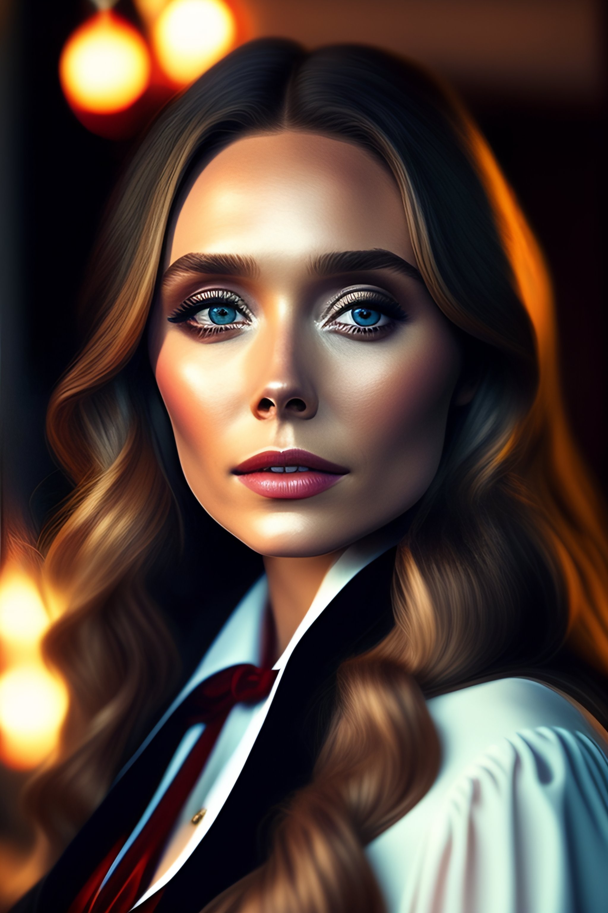 Lexica - Elizabeth Olsen in Harry Potter Cosplay, sexy, glamour, realistic,  32k, Ultra-HD, Cinematic Lighting