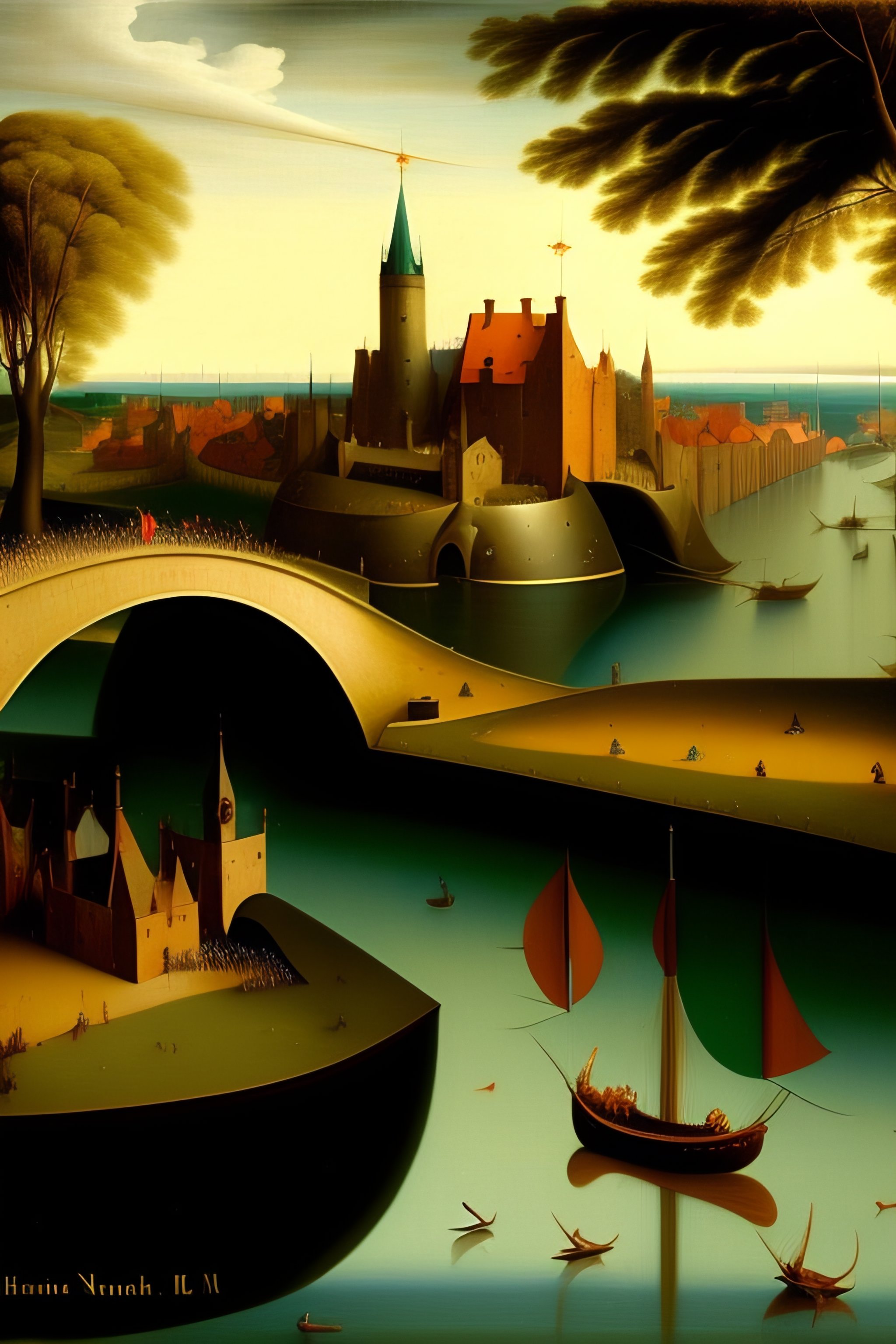 Lexica High quality painting of Newcastle upon tyne by Hieronymous Bosch