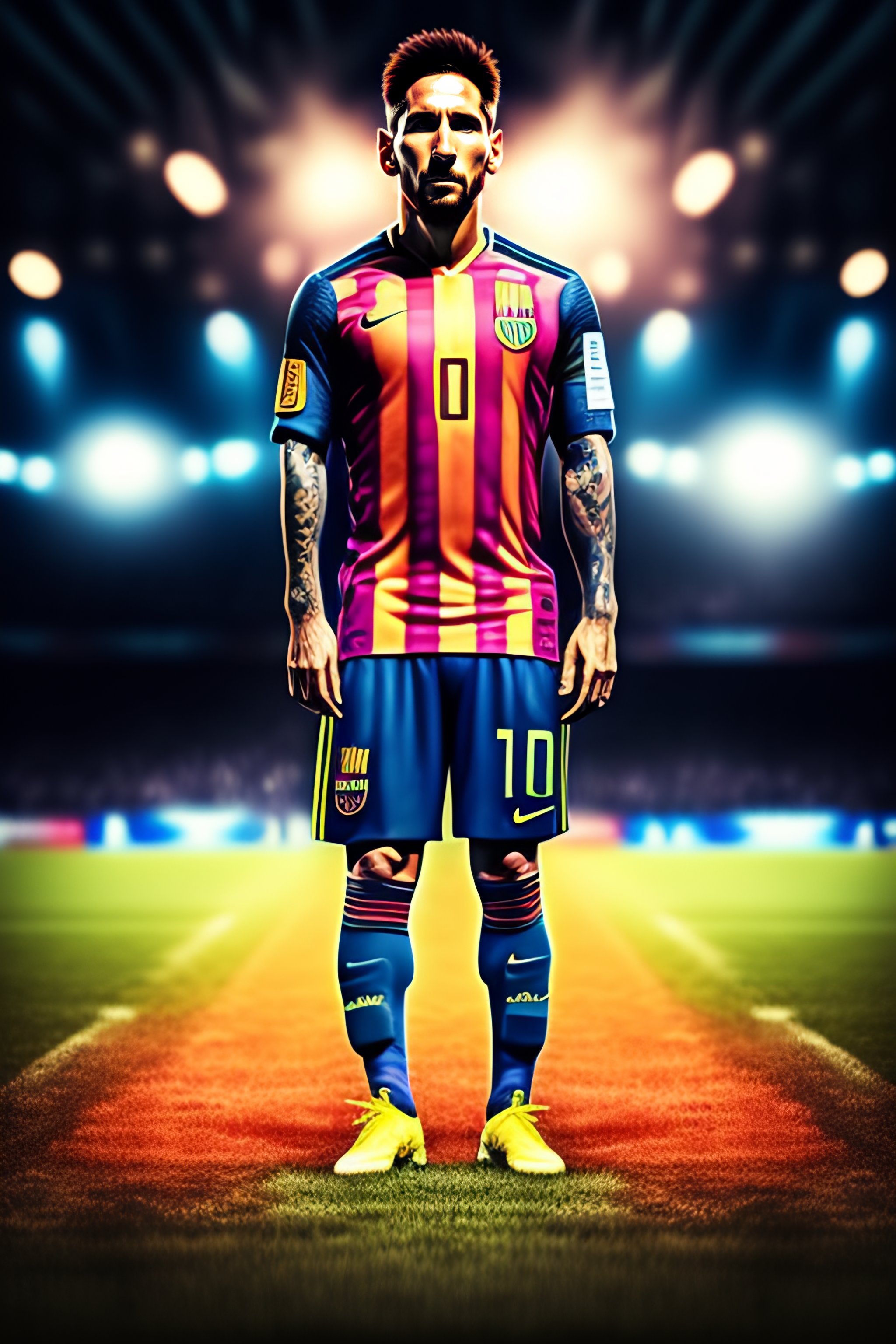 Lexica - Lionel messi android world cup winn cinematic movie depth of field  full body image, render digital art