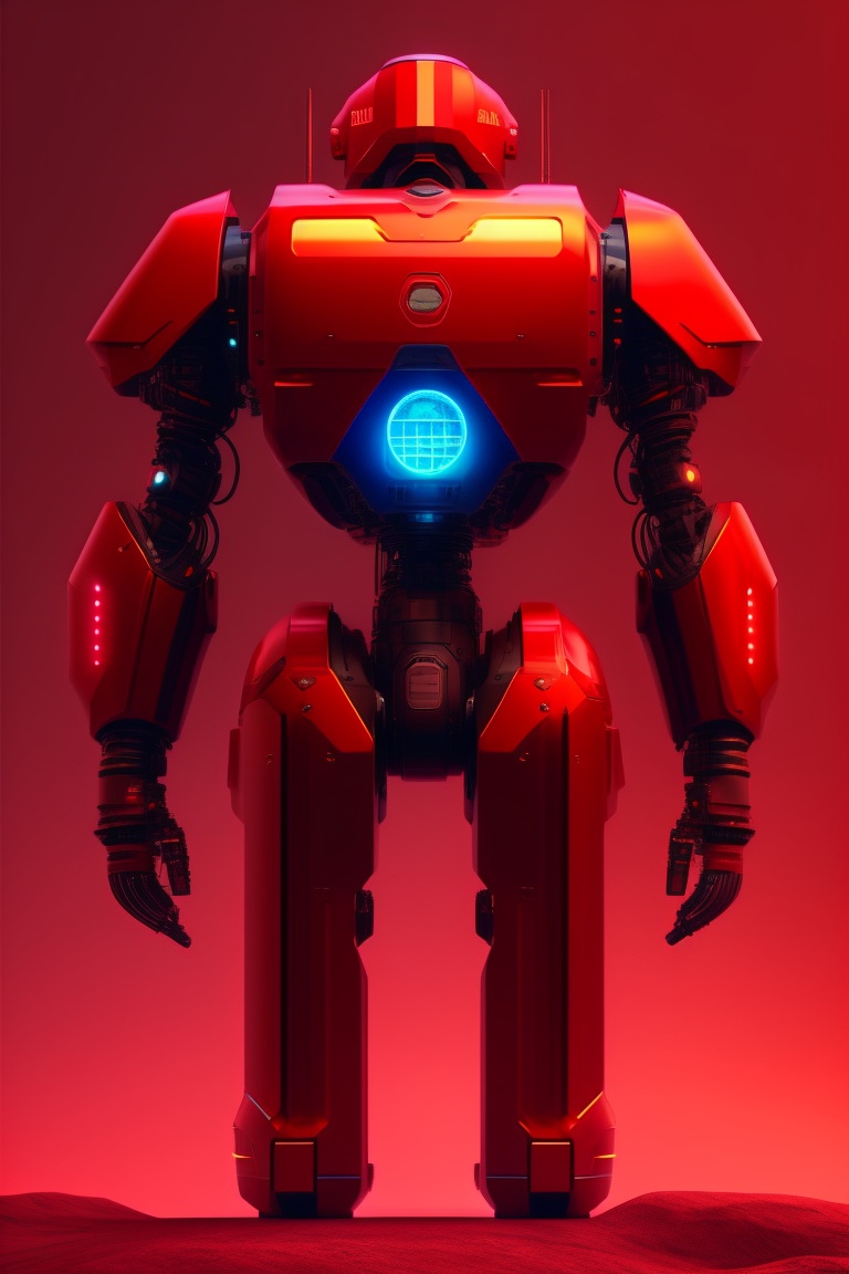 Lexica - Image of a high-tech robot in blood red color, with a ...