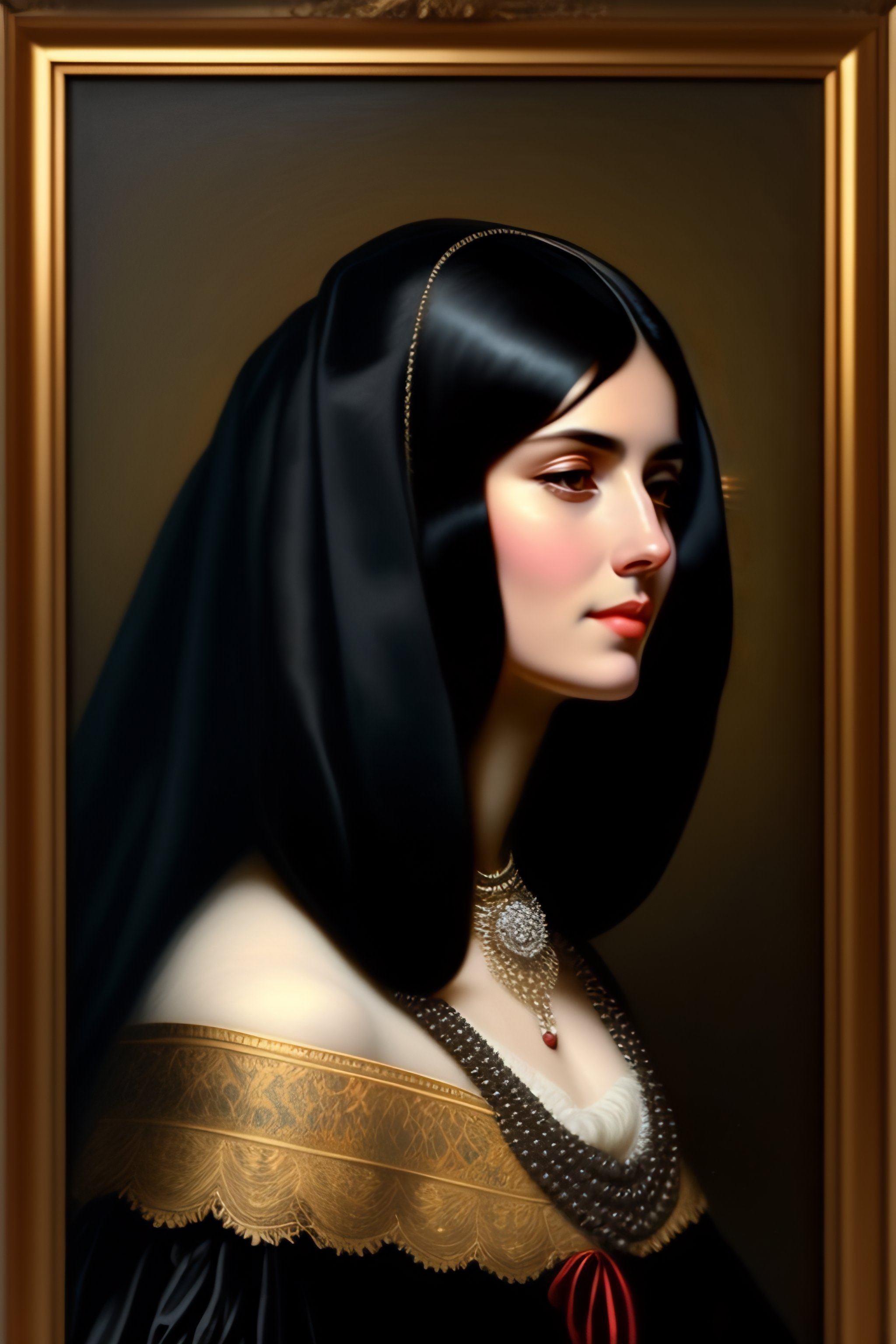 Lexica - 19th century portrait of a black haired woman qith a veil ...