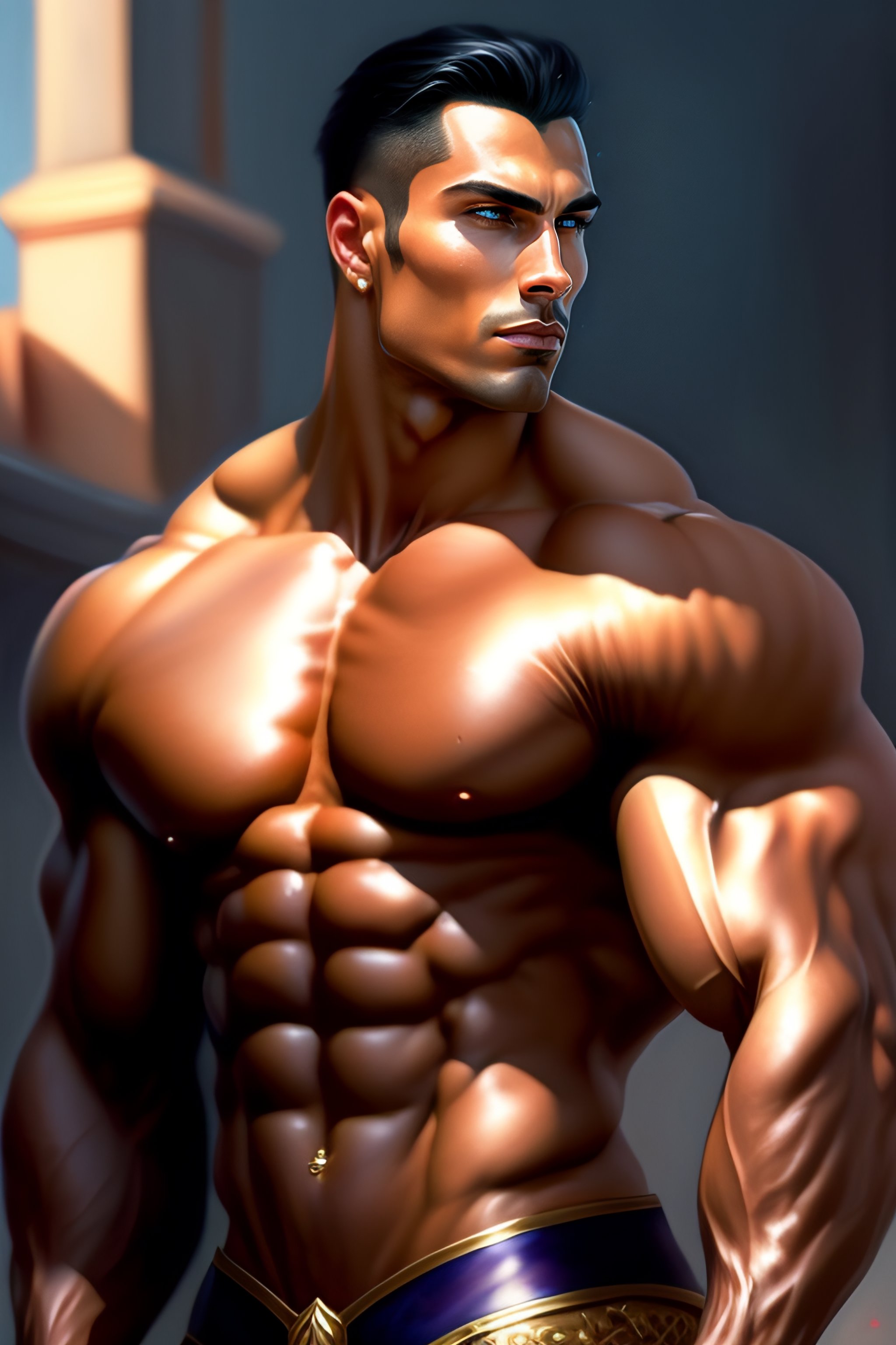 Lexica Super Muscular Man Lifts Skinny Muscular Man Charming And