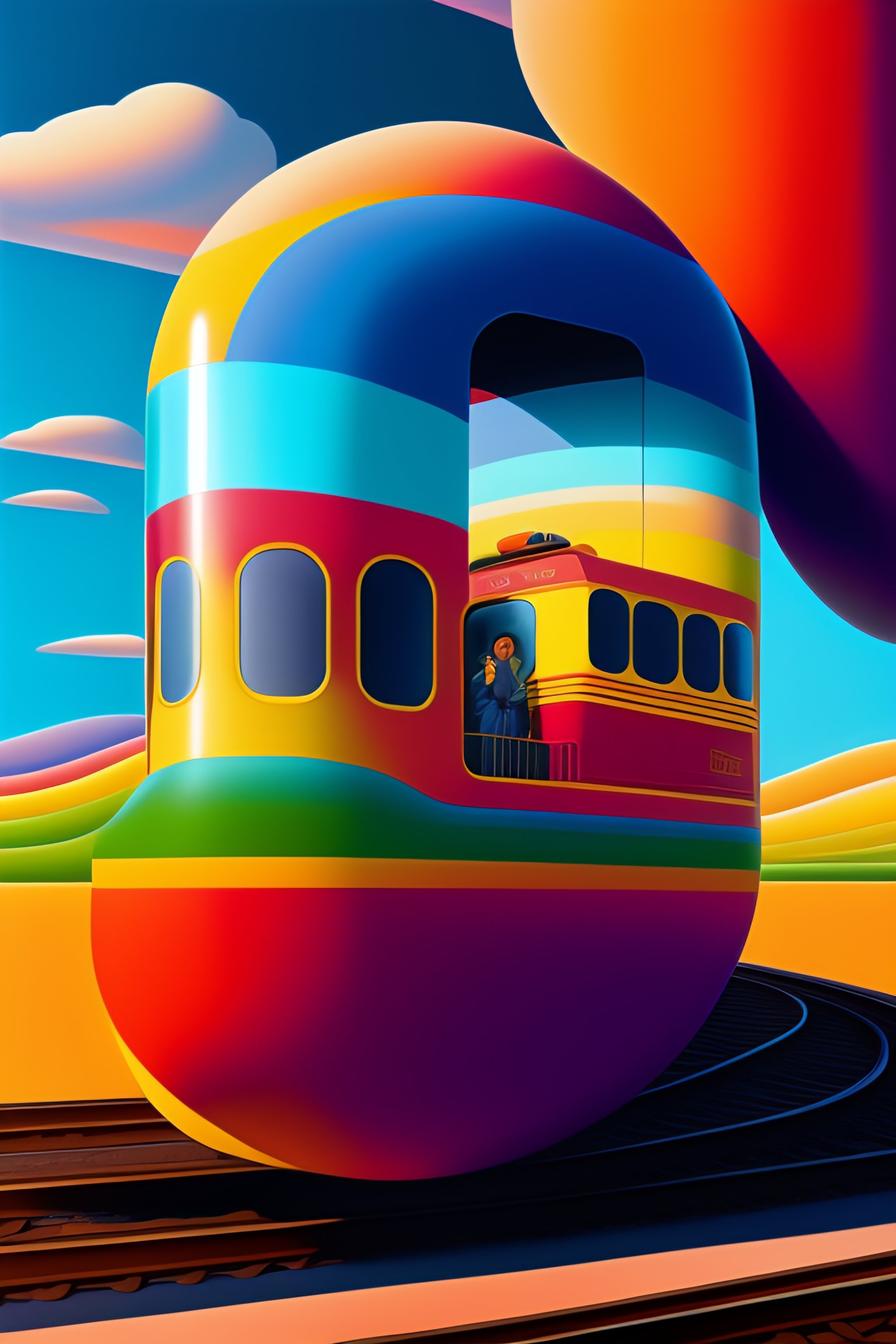 Lexica - Big abstract train in the style of kaws by james jean and ...