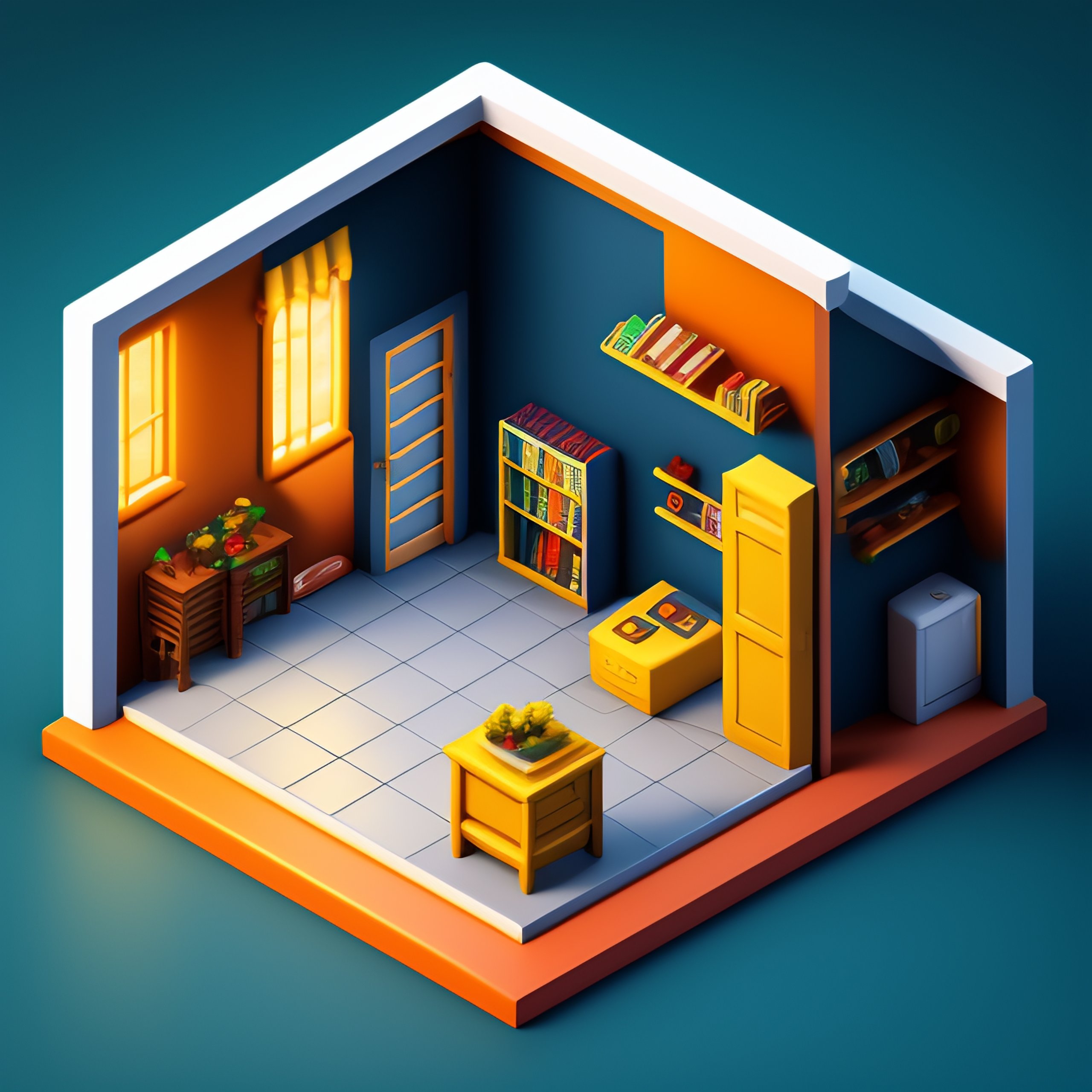 Lexica - Isometric render of a room, under construction, video game ...