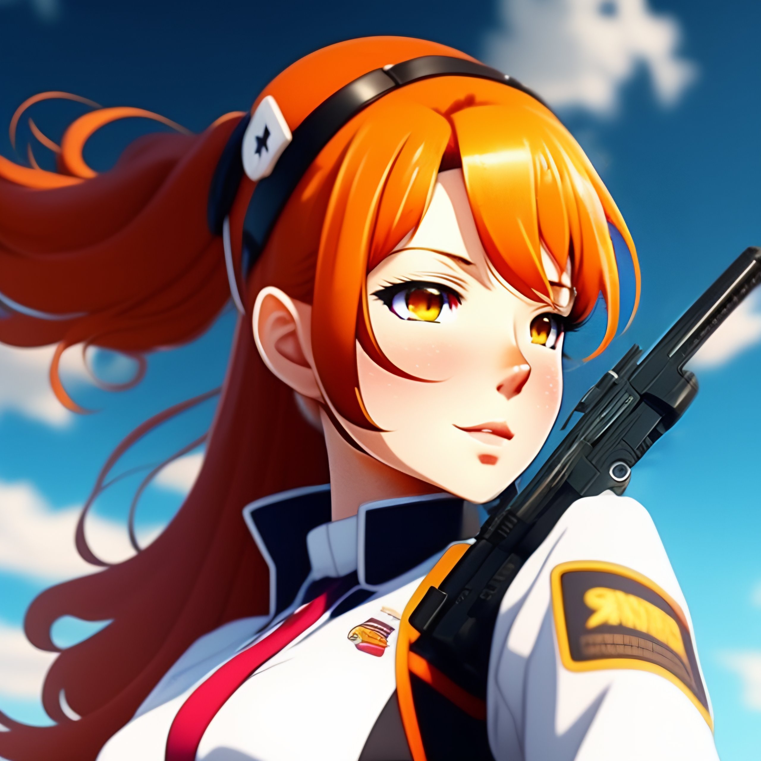 Lexica - Anime style girl with ginger hair in a high ponytail and in a ...