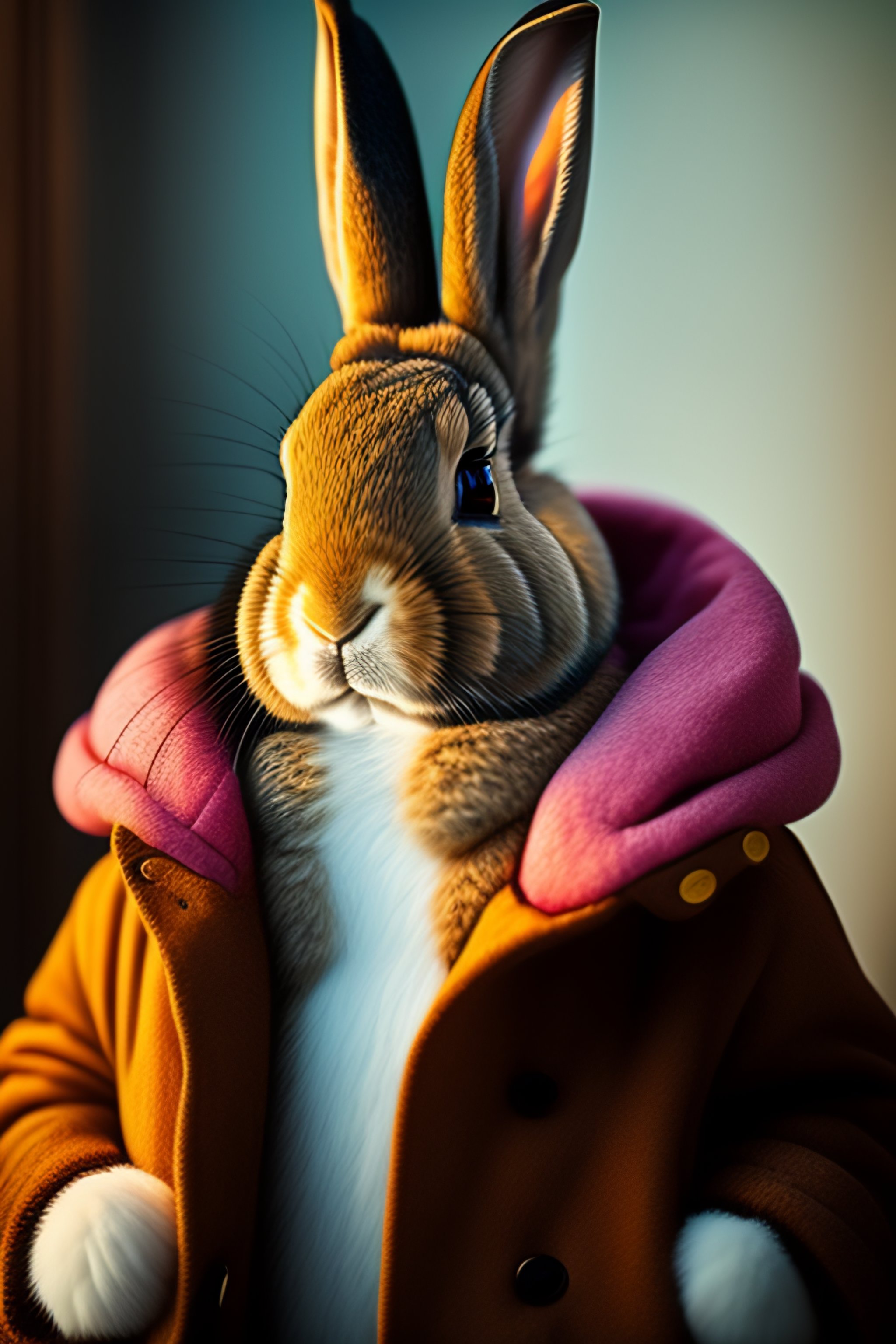 Lexica - A rabbit in a Colombian coat and accessories