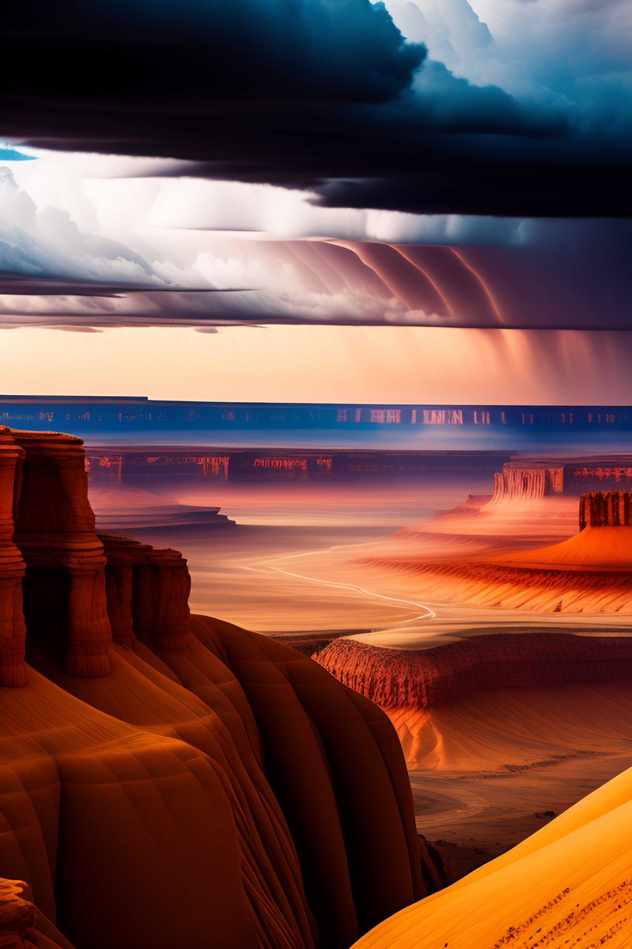 Lexica - An awe-inspiring desertscape dramatic sky epic huge mega