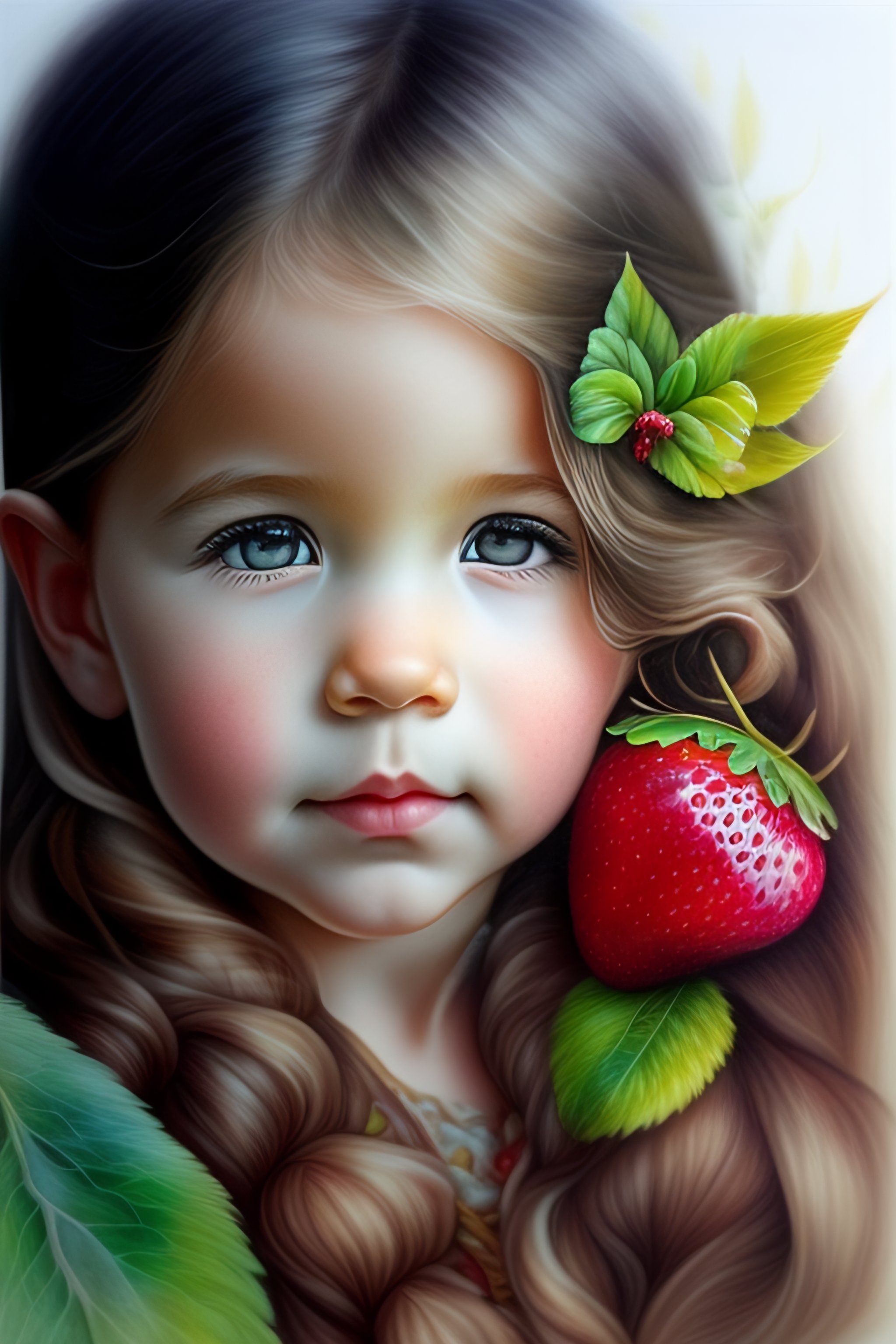 Lexica - Hyper realistic full figure pencil drawing 2ears toddler berry ...