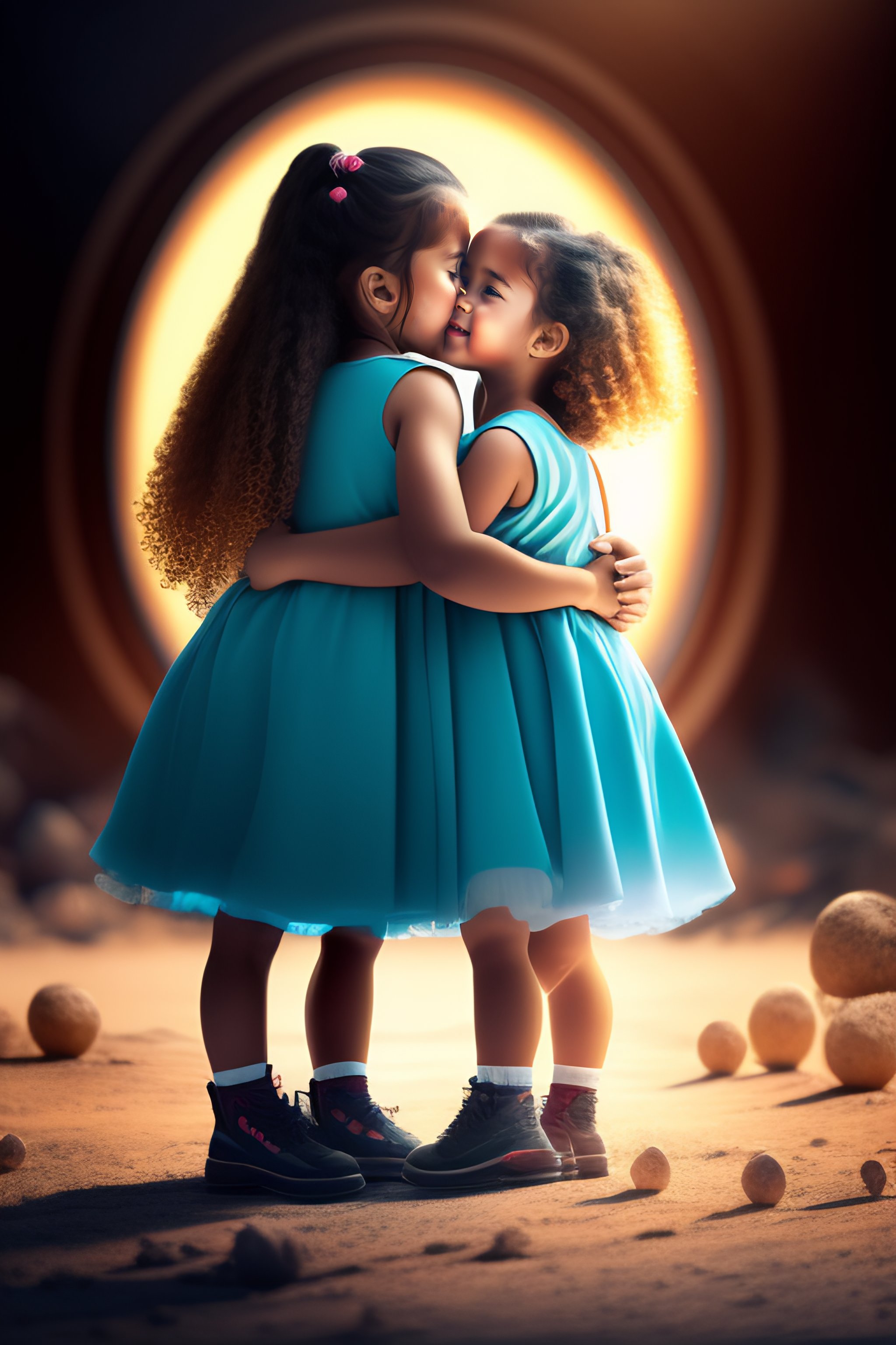 Lexica - LITTLE GIRLS HUGGING with MUMMY-SHAPED BODY, with three ...