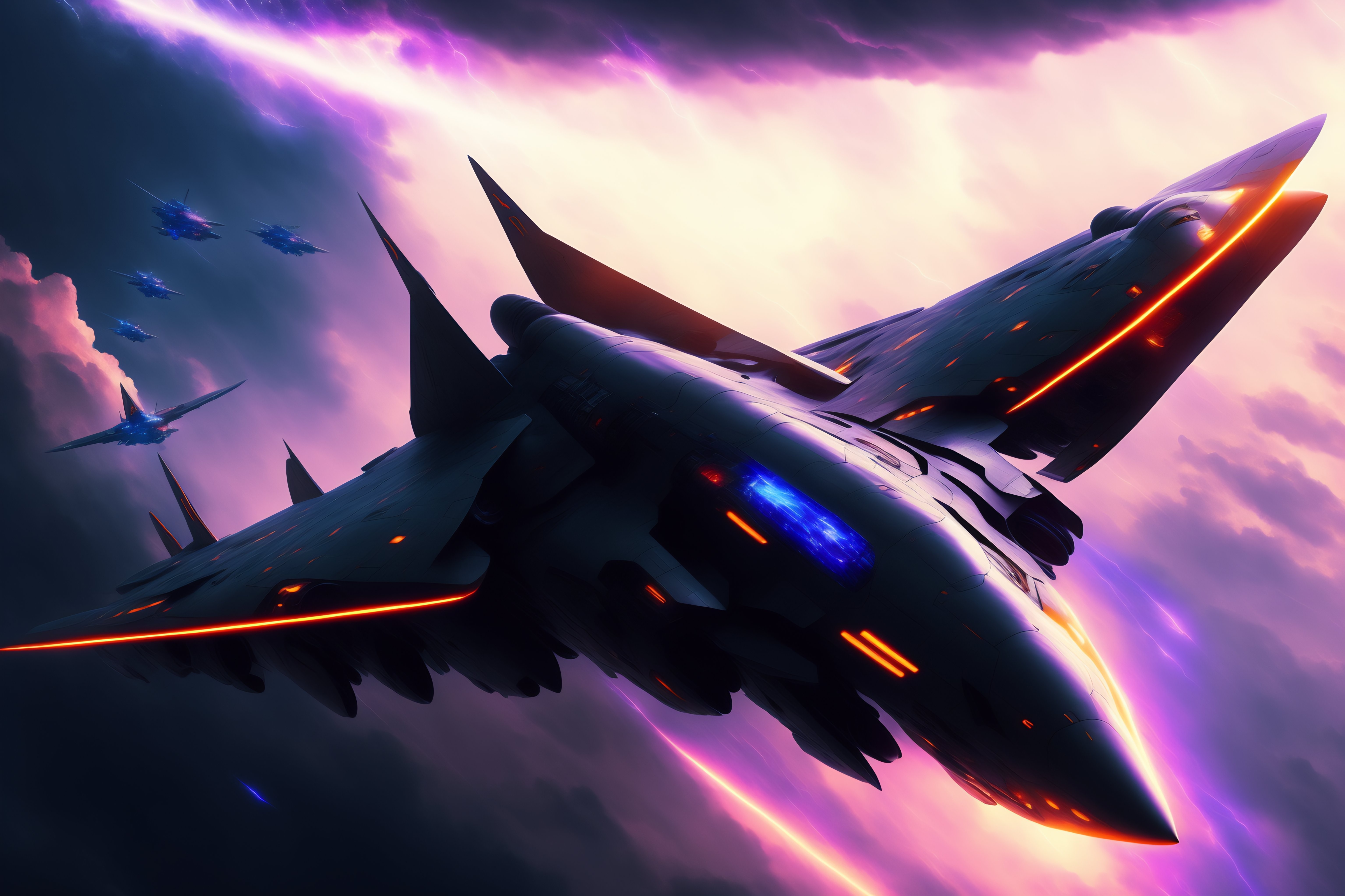 Lexica - A futuristic SU-57 with high technology flying through cosmic ...