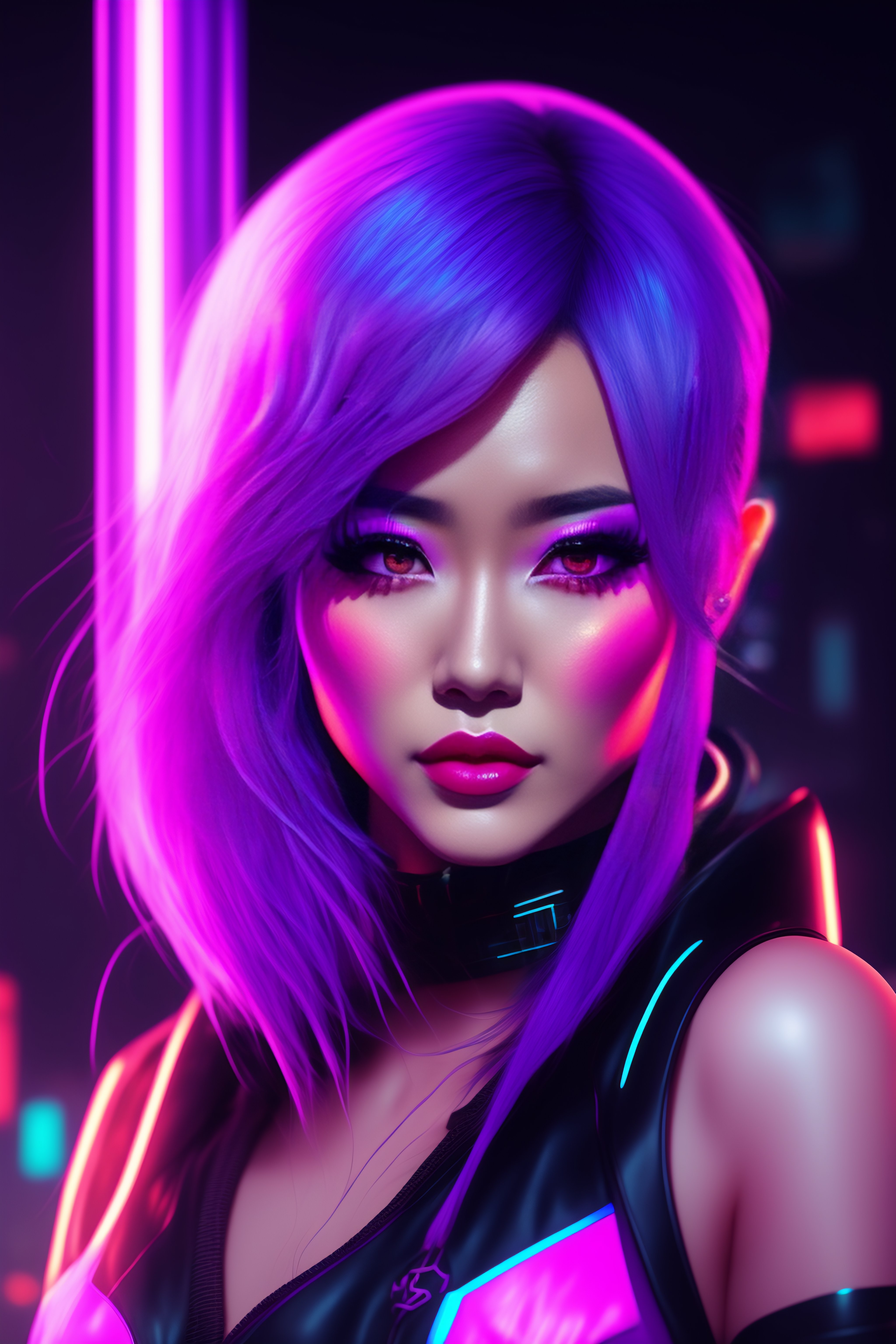 Lexica - Anime girl with murder vibes. Cyberpunk, neon, pink and purple ...