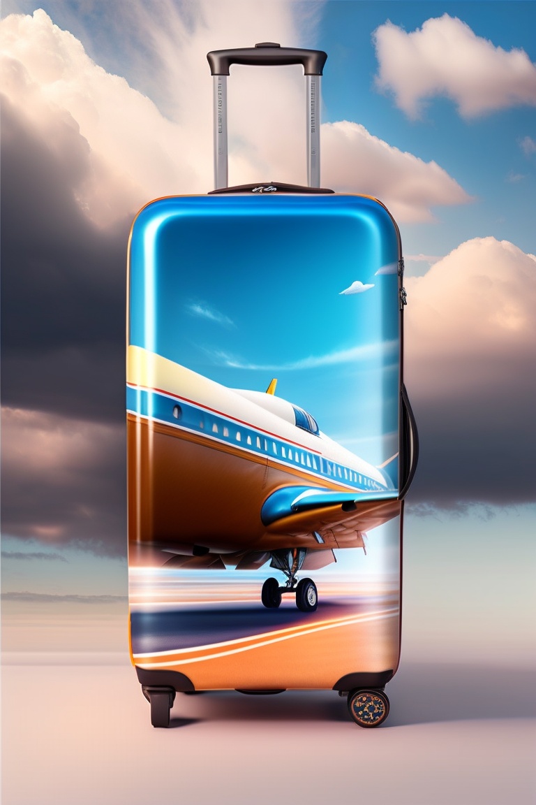 Lexica Passenger Luggage Trolly Bags fly in the sky next to the plane