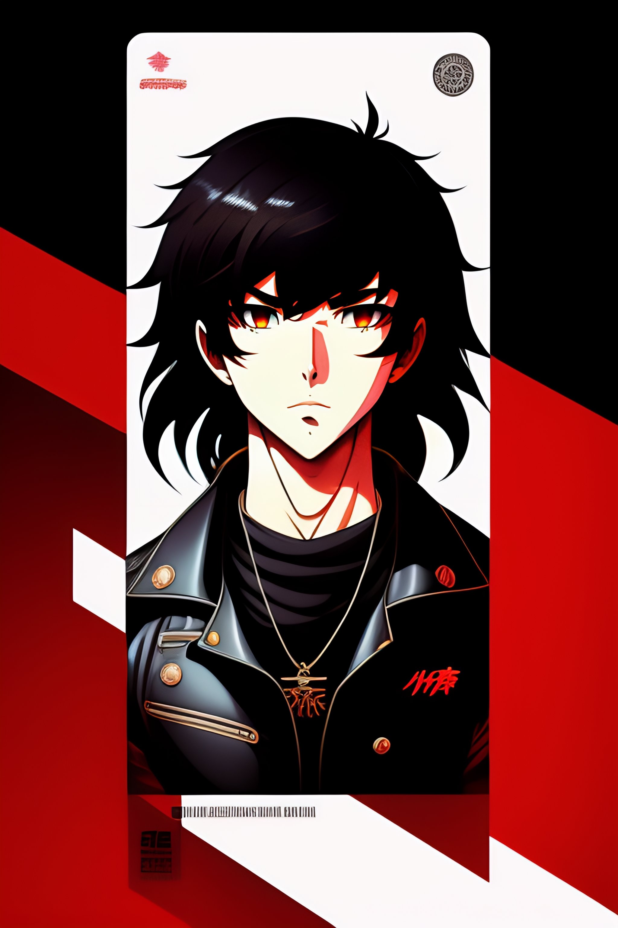 Lexica Emo man with medium black hair covering one eye in the style