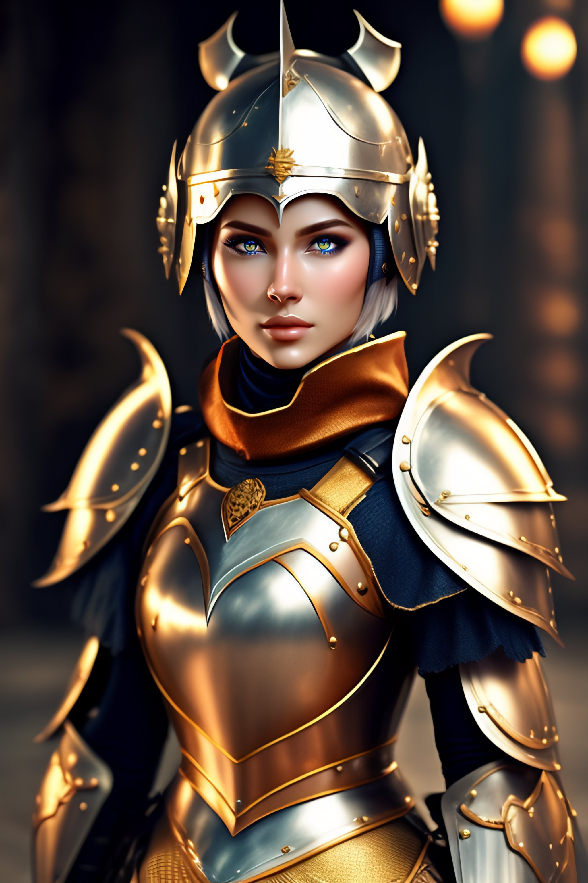 Lexica - Magical knight, plate armor, helmet, solo, {very short hair ...