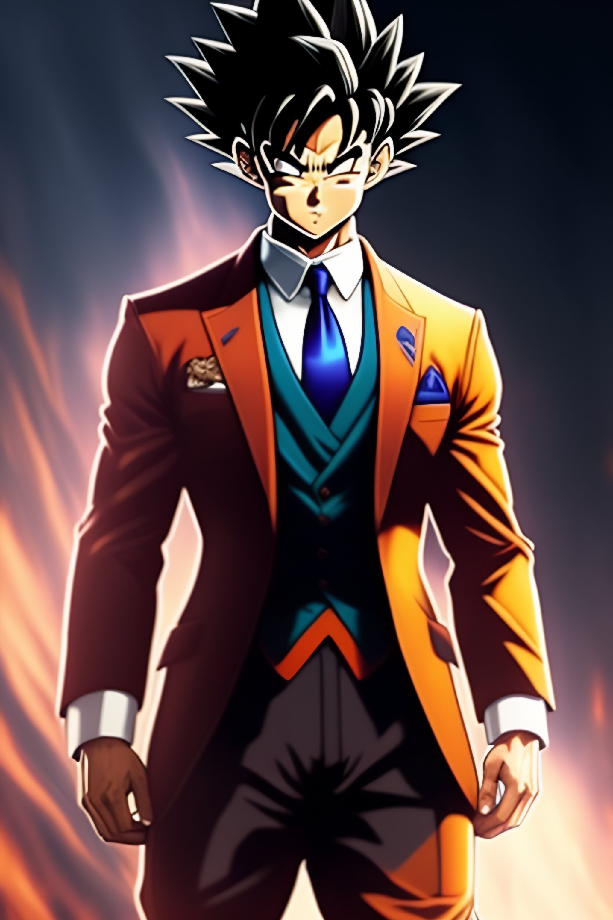 Goku wearing a suit