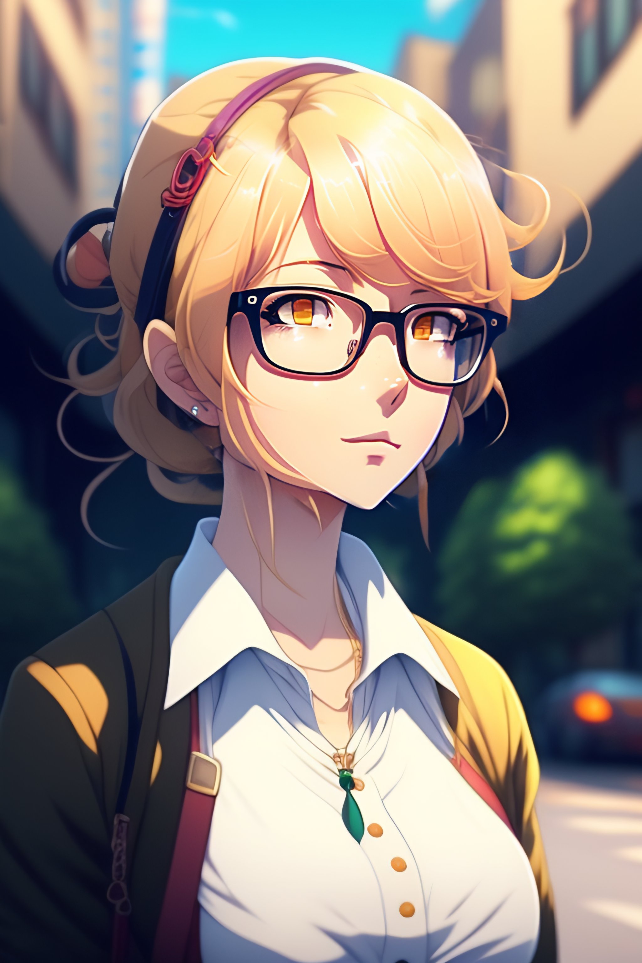 Anime girl store with glasses