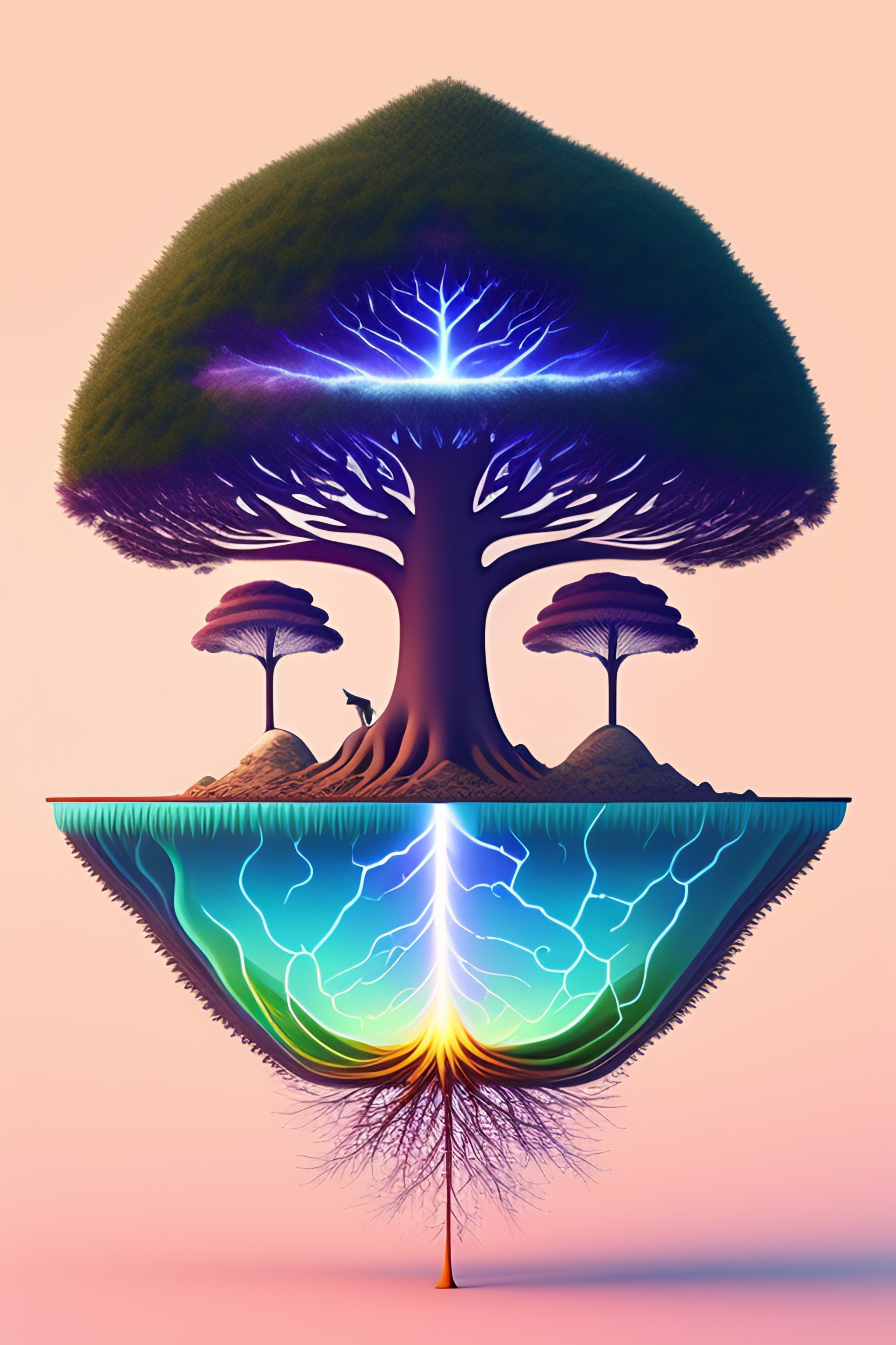 Lexica - Healthy power lightning tree roots heart fungi connected ...