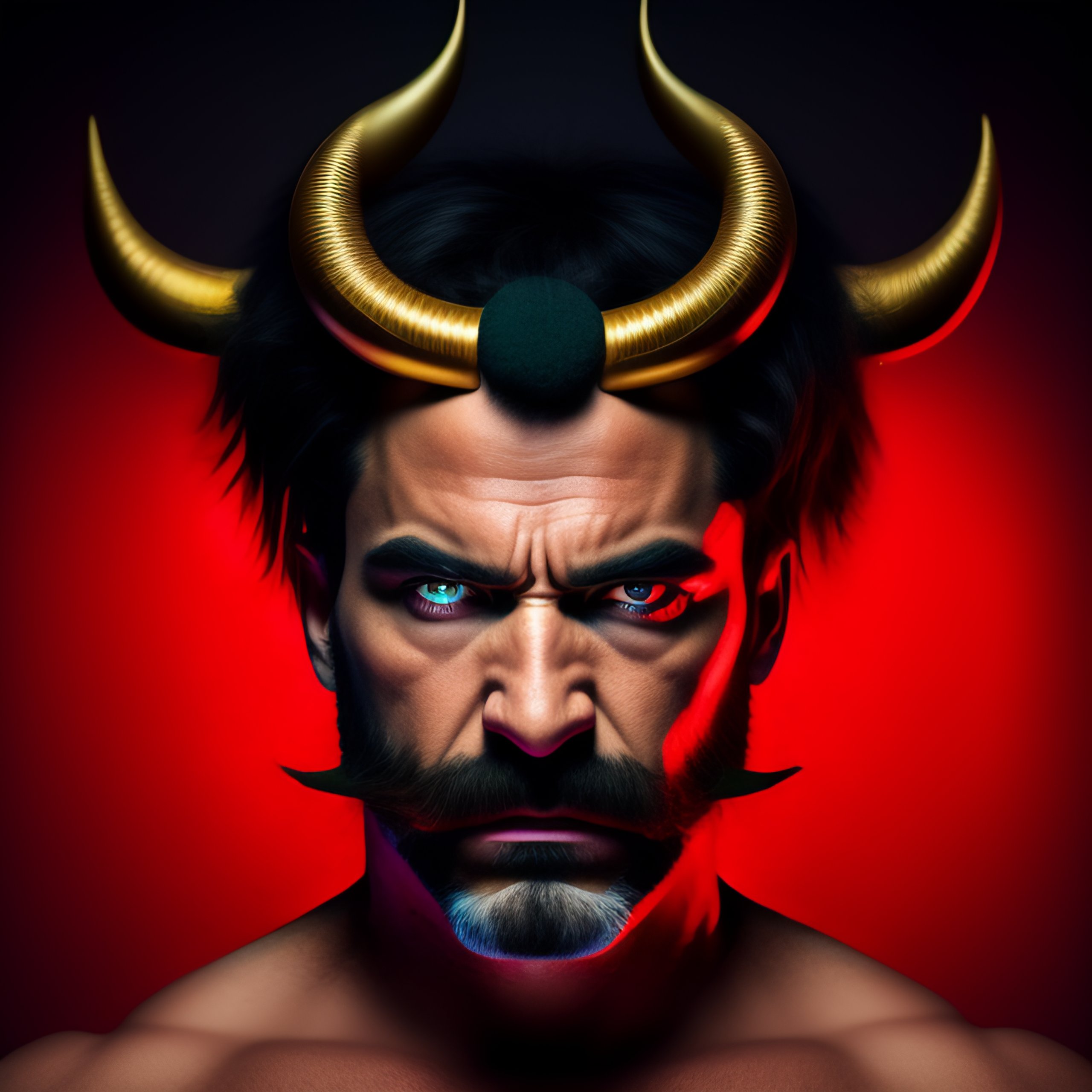 Lexica A man with horns growing from his head. red eyes and sharp