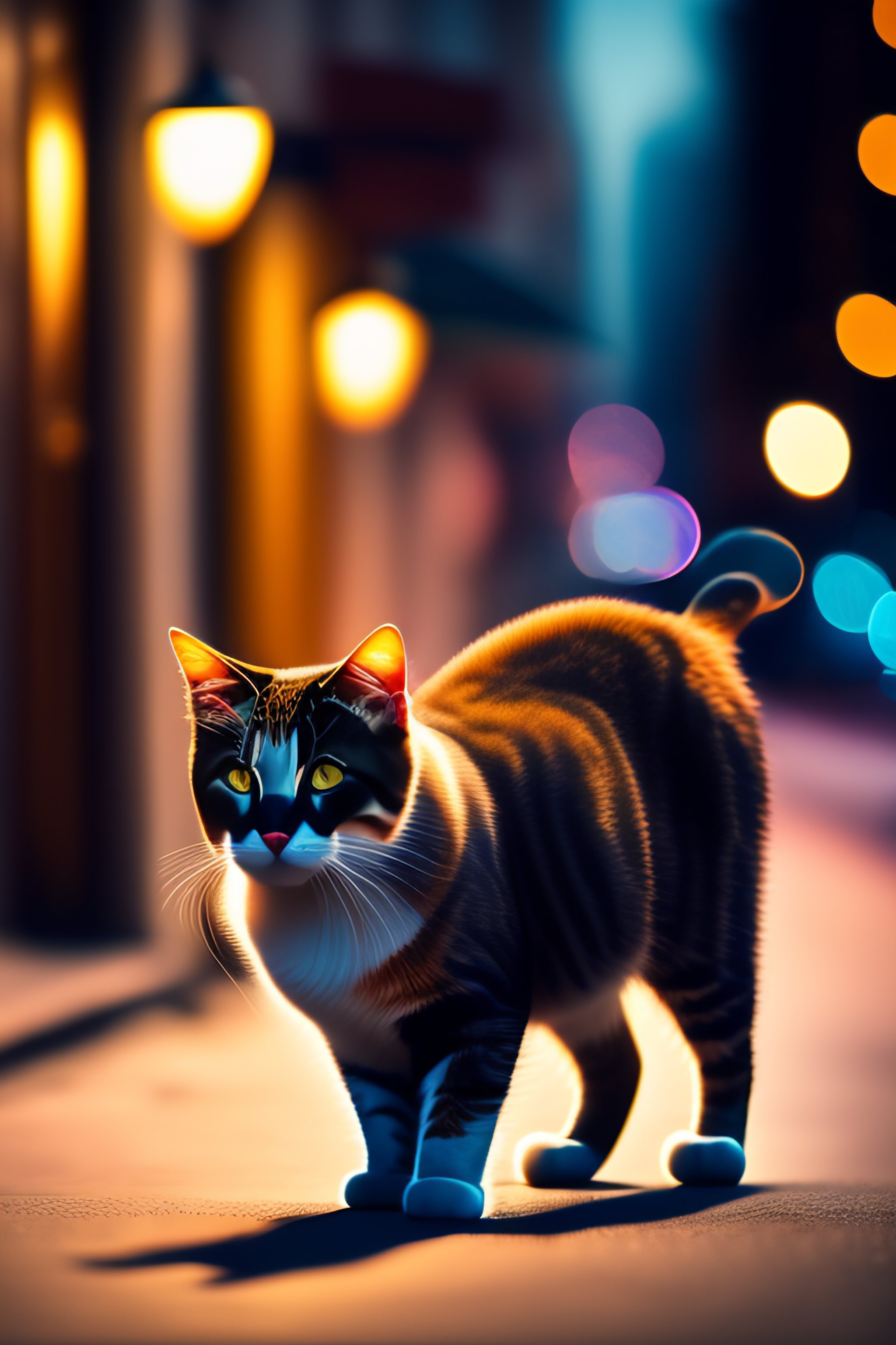 Lexica Female cat shows off her body in Brooklyn at night. 8к