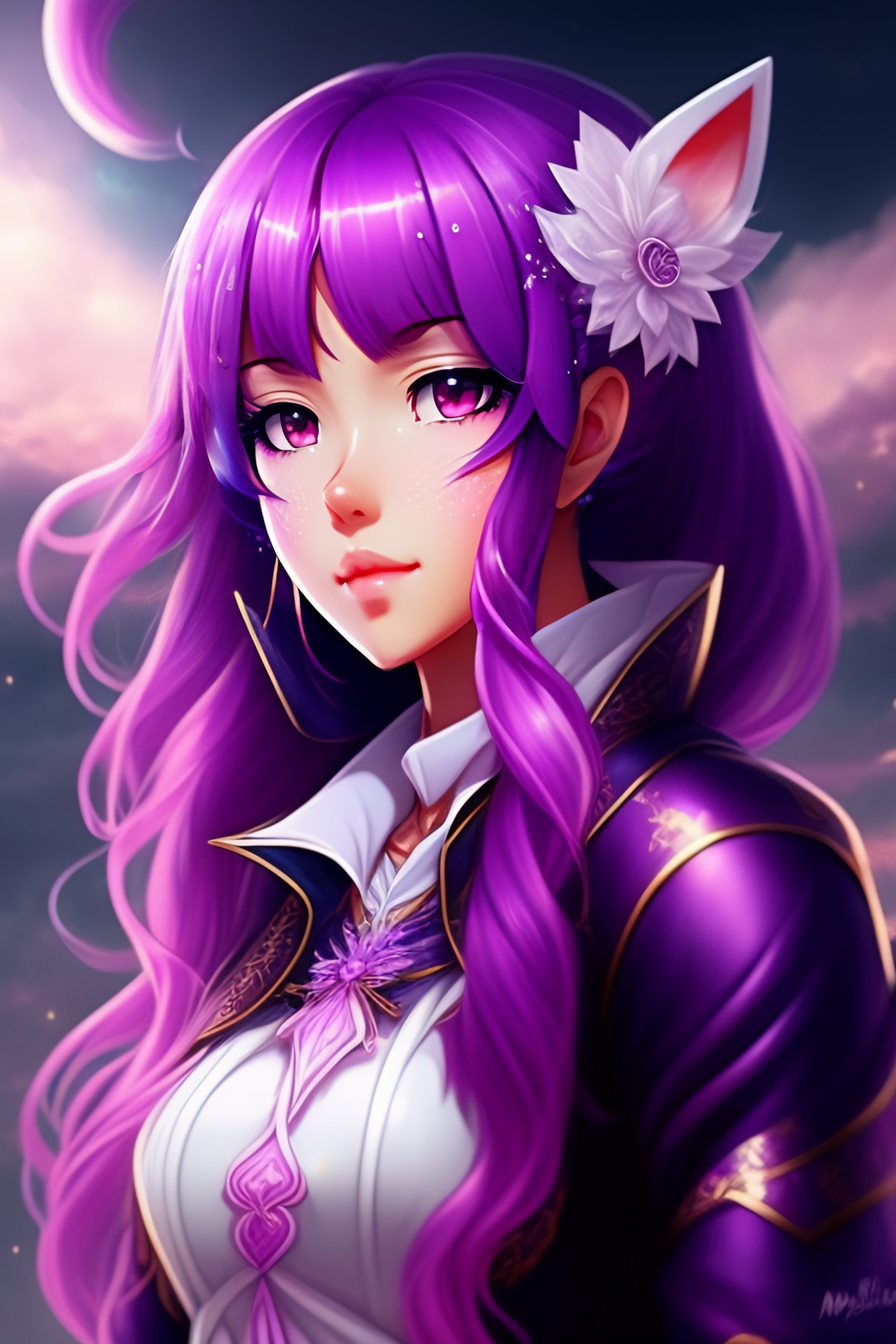 purple hair anime girls