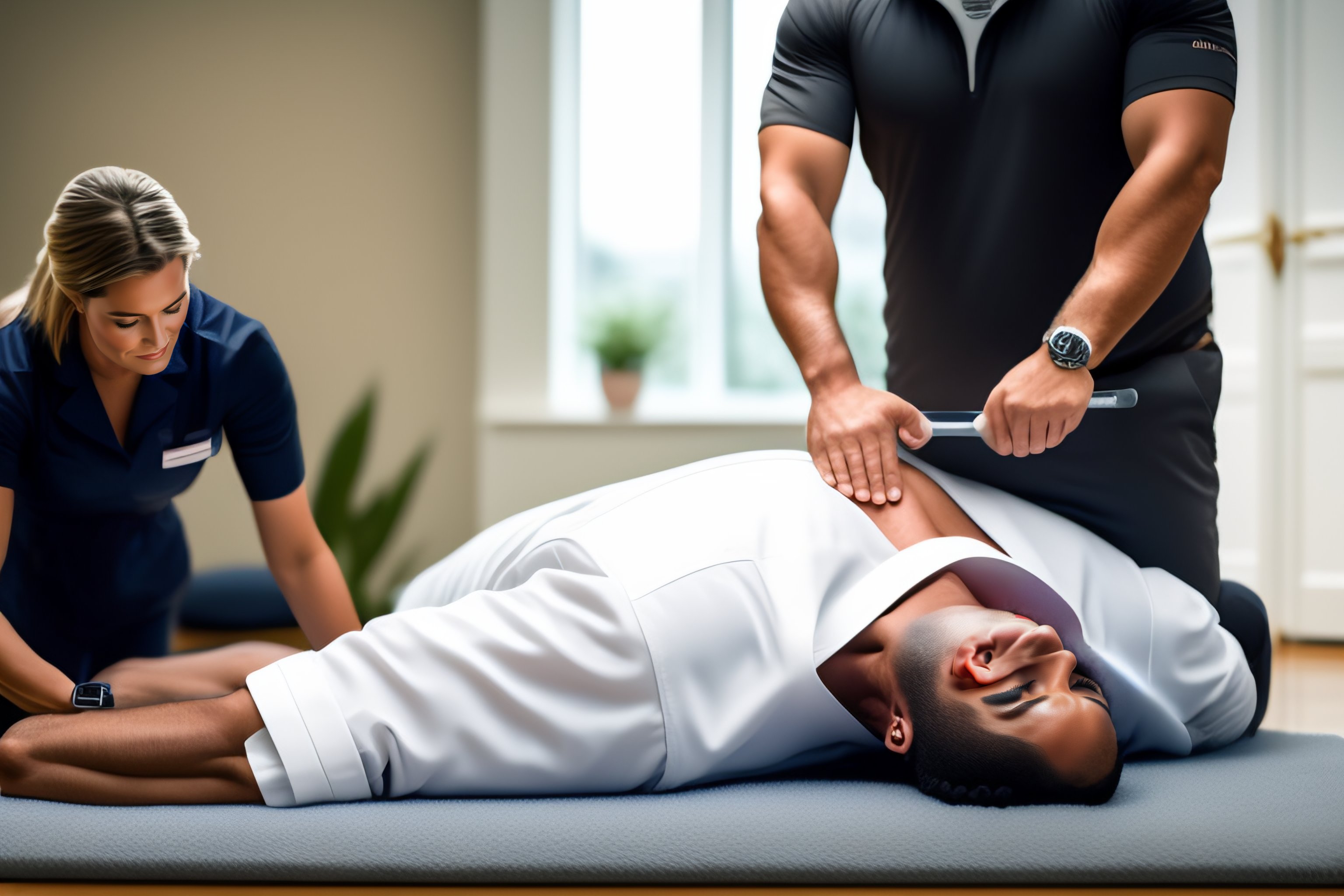 Lexica A person lying on the floor with their back exposed. There is