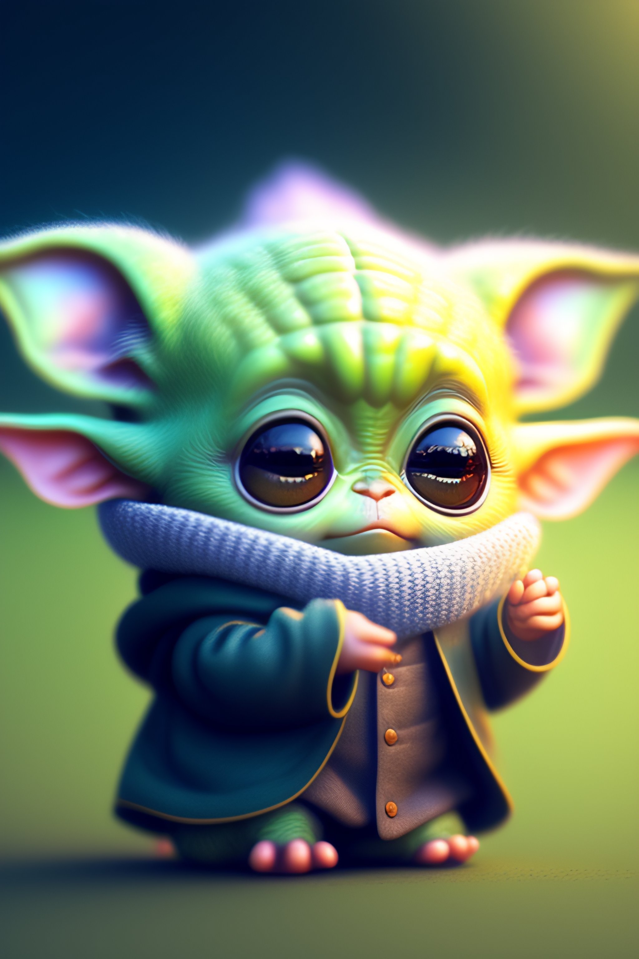 Lexica Cute and adorable baby yoda, Dancing, baby note, fantasy, dreamy, surreal, super cute