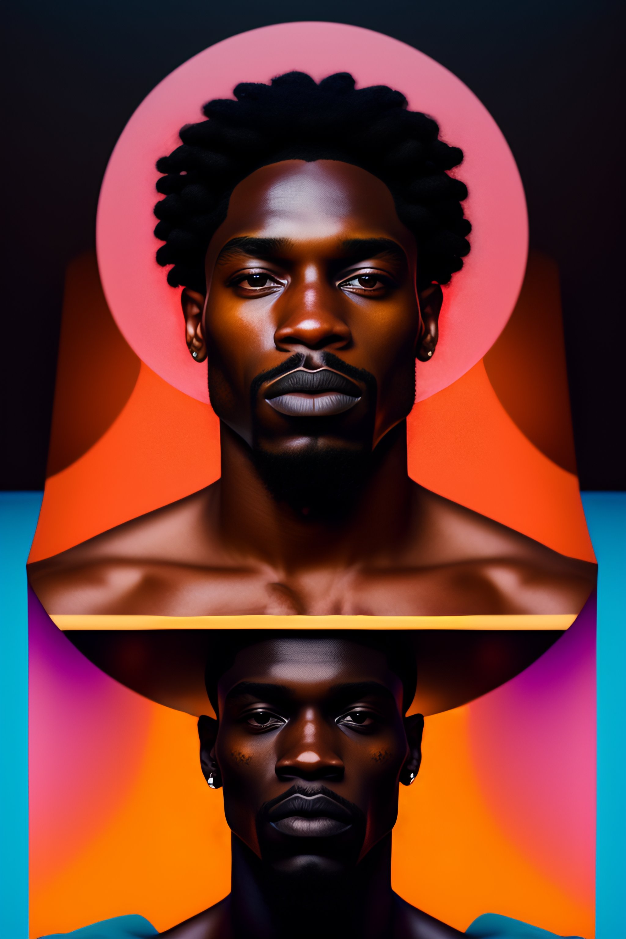 Lexica - A portrait of a black man, illustrative + visionary art +simetric