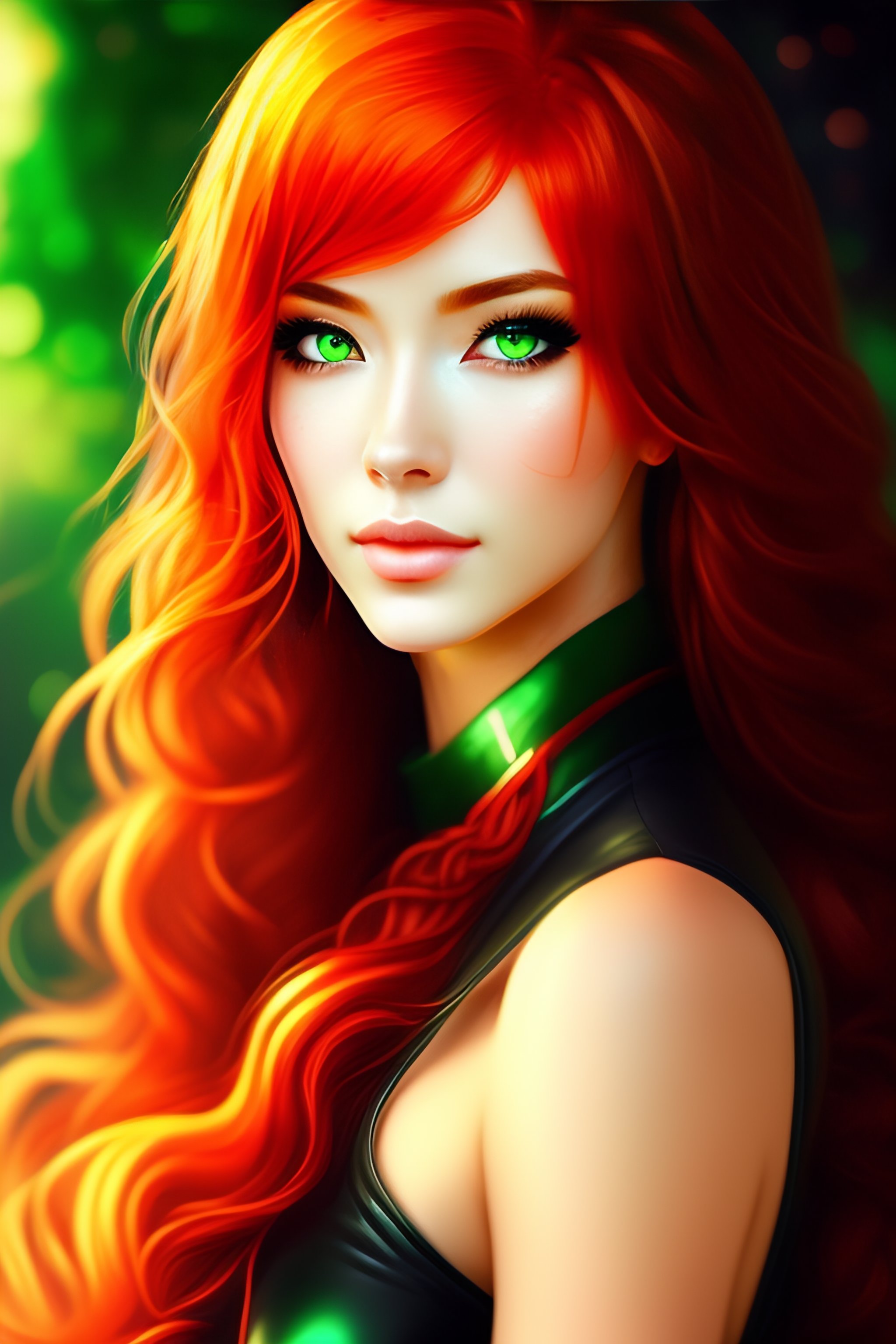 Lexica Anime Style Image Of Beautiful Woman With Red Hair And Green Eyes
