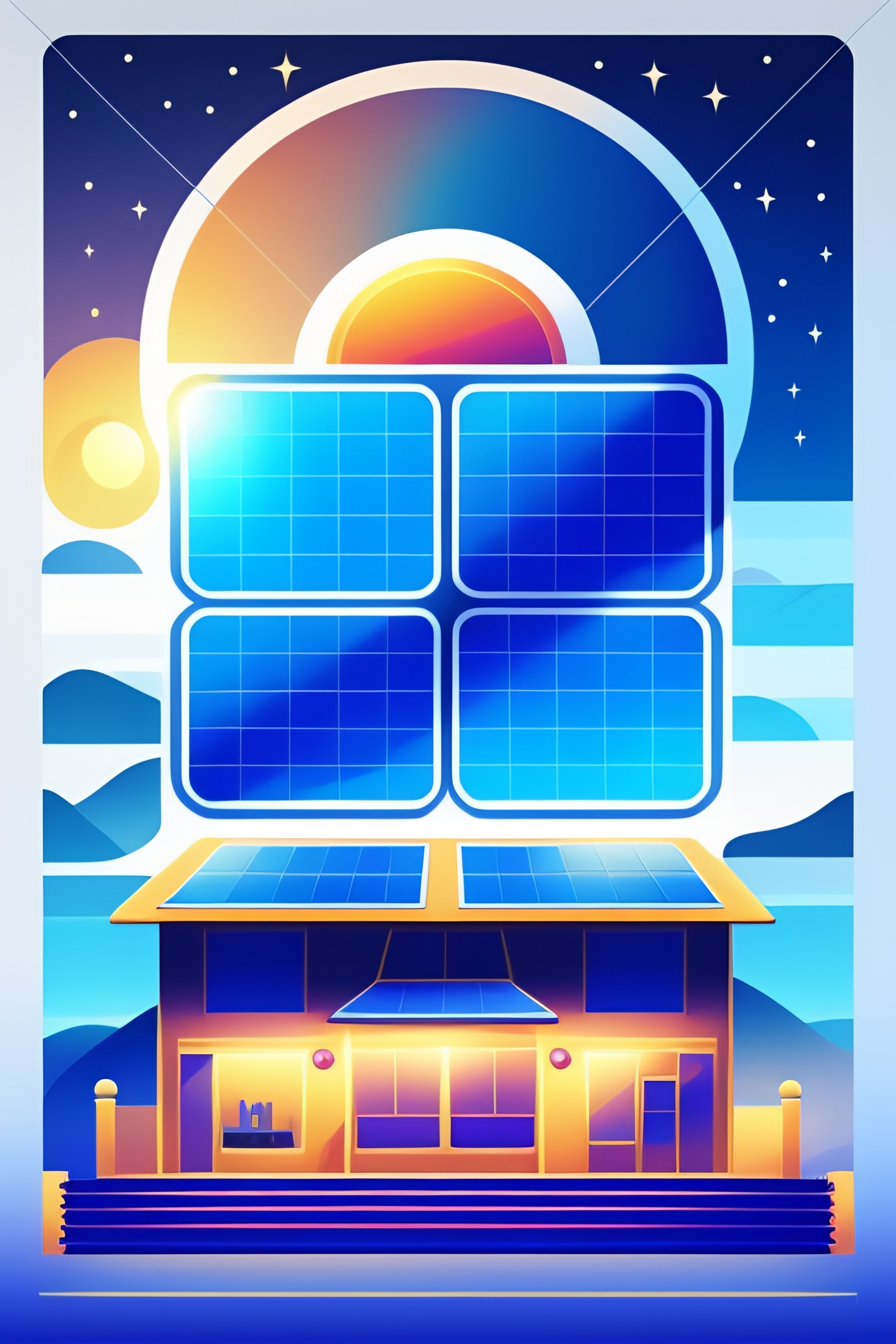 Lexica - Vector blue flat Illustration with solar panel,in isomtric style