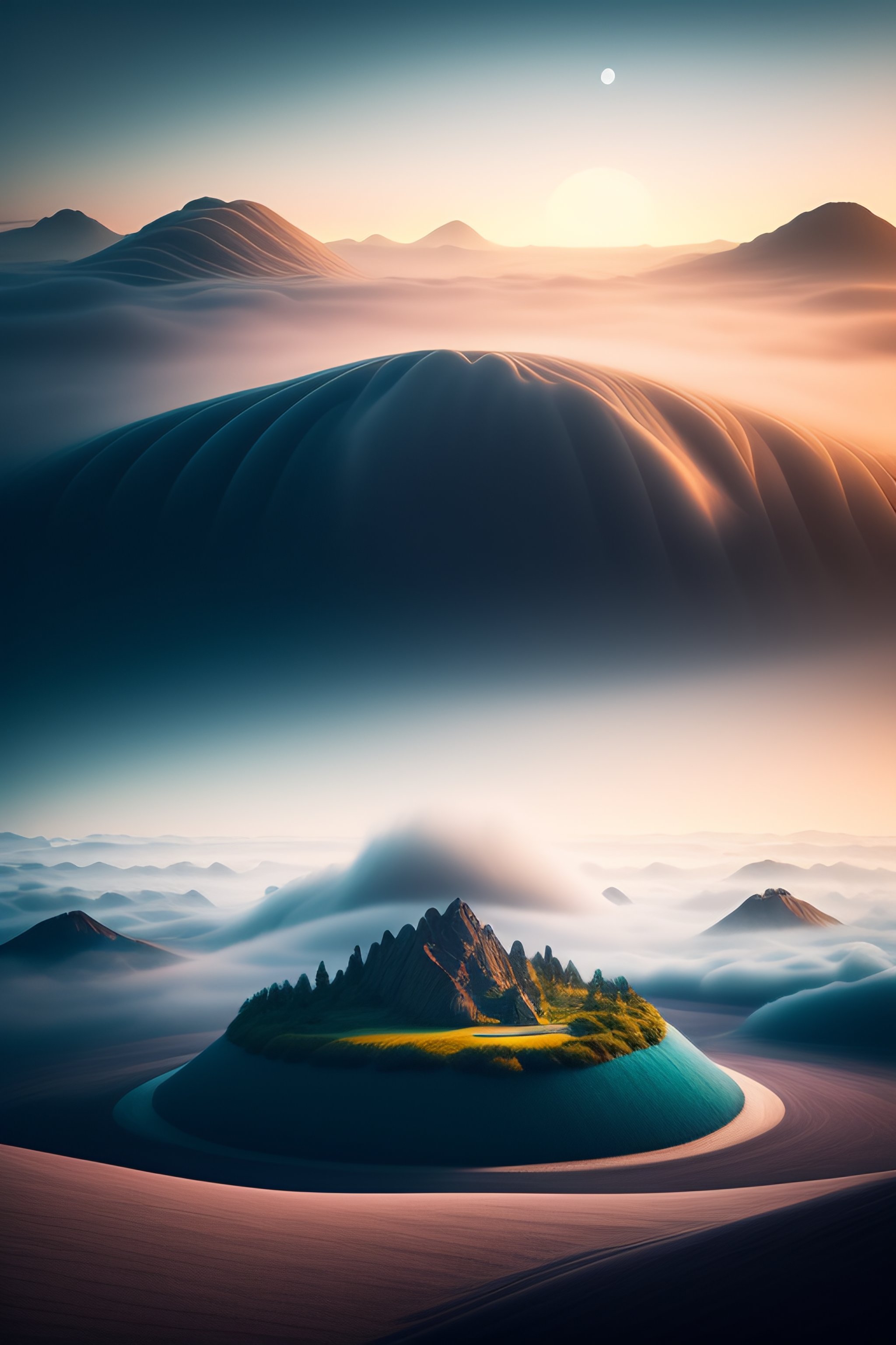 Lexica - "A surreal landscape where the sky is filled with floating ...
