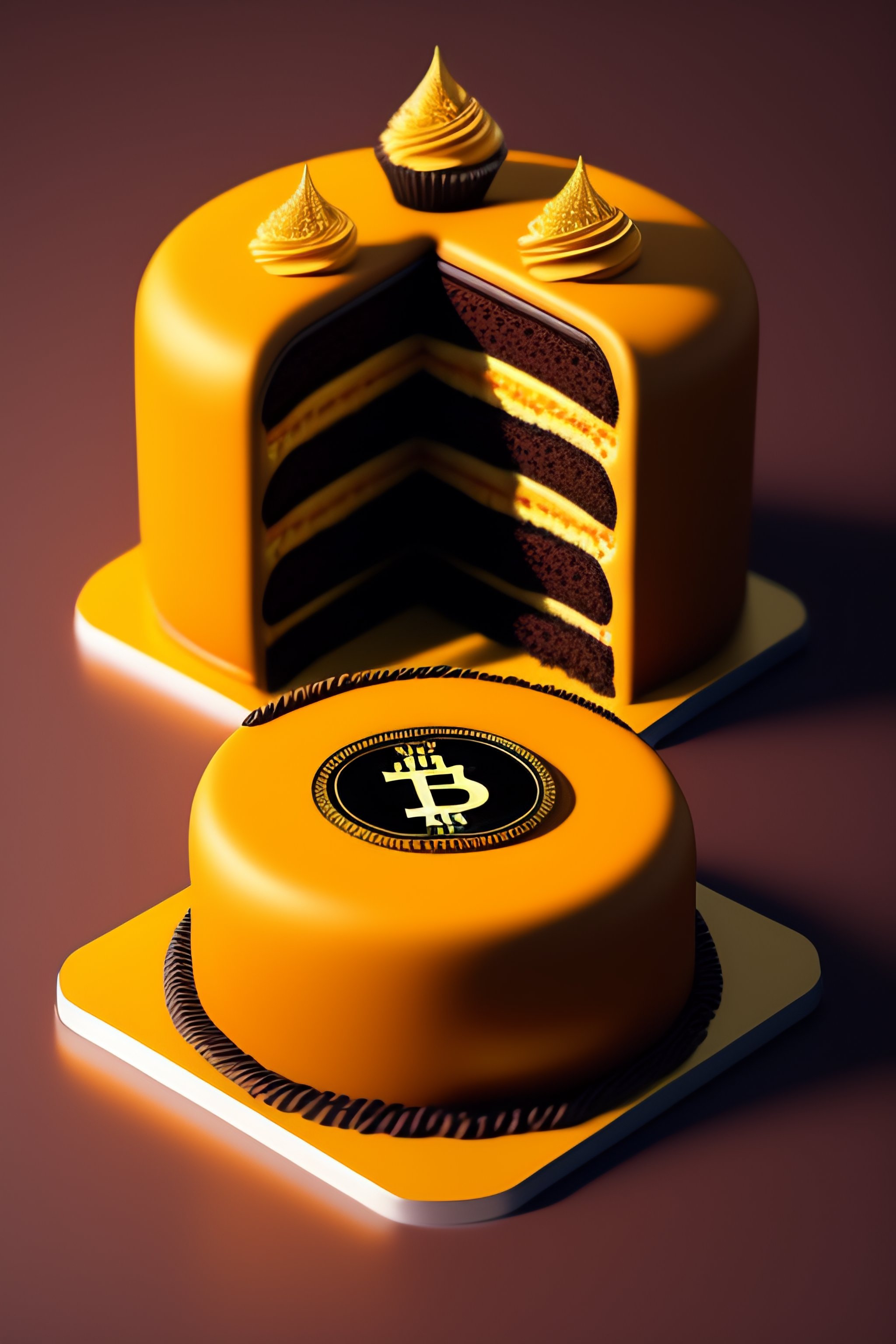 Lexica - A cake with the bitcoin logo, illustration , isometric, unreal ...