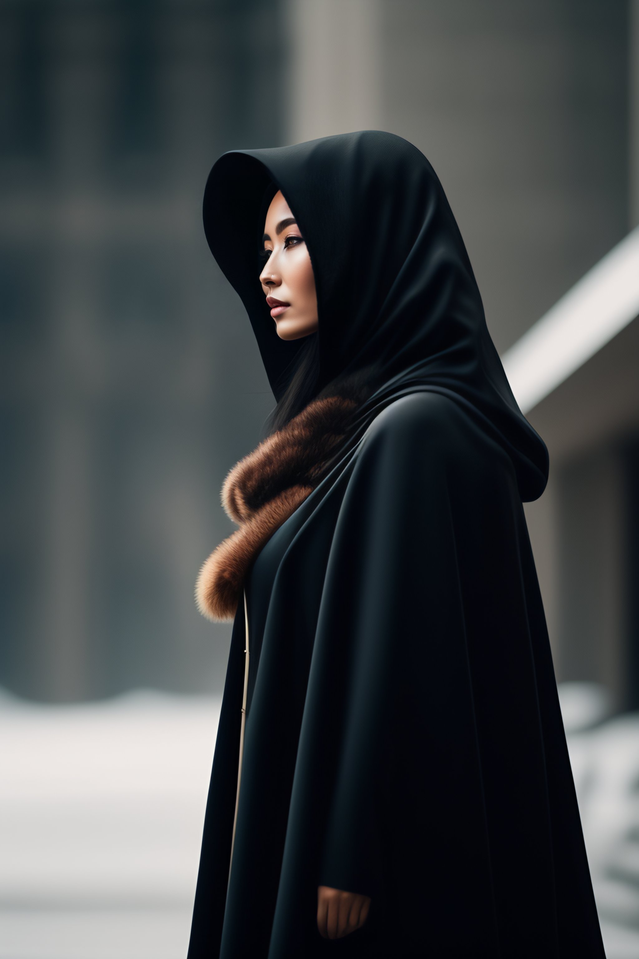Lexica Woman using black cloak