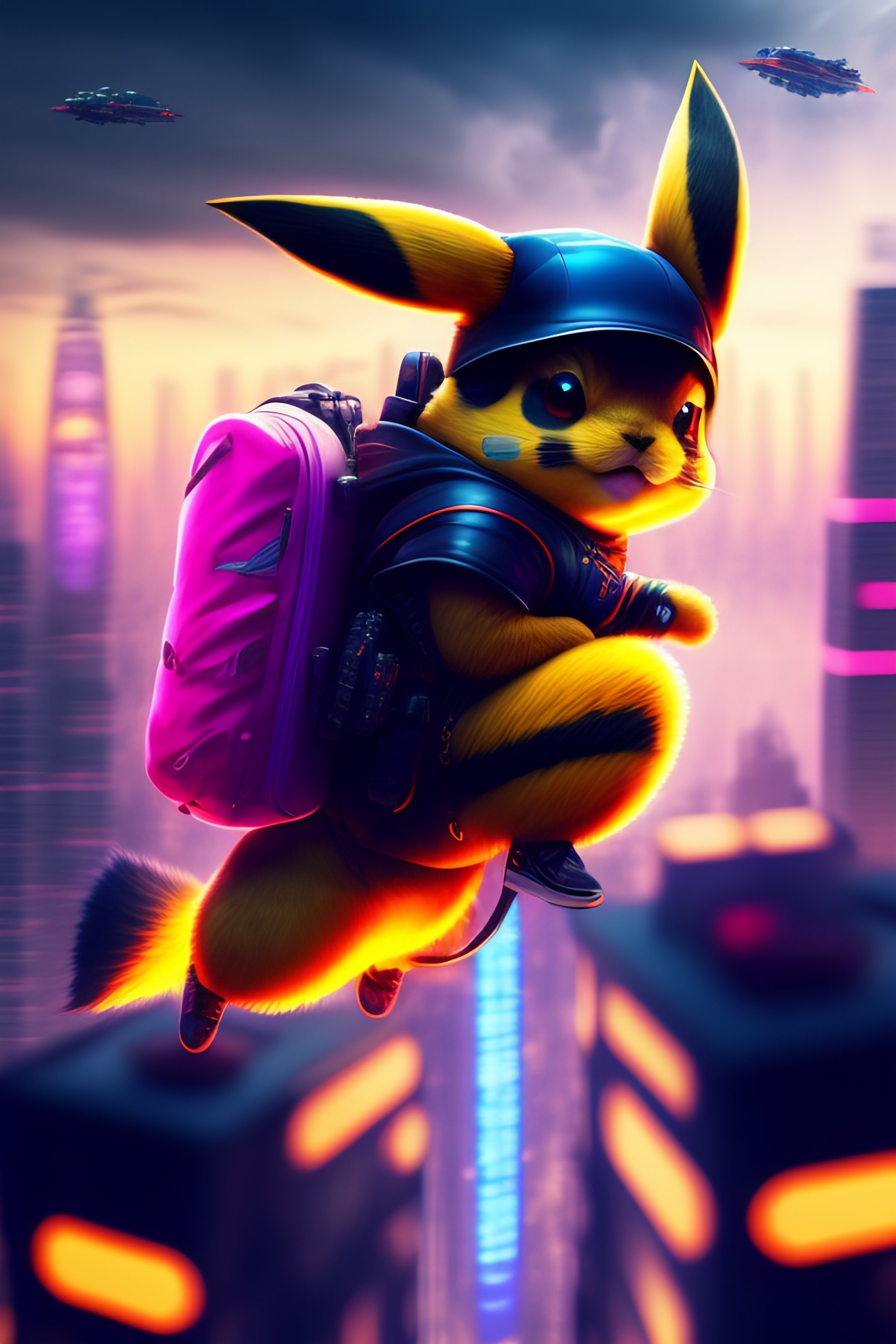 prompthunt: A cyberpunk Pikachu. Highly detailed, 8k wallpaper