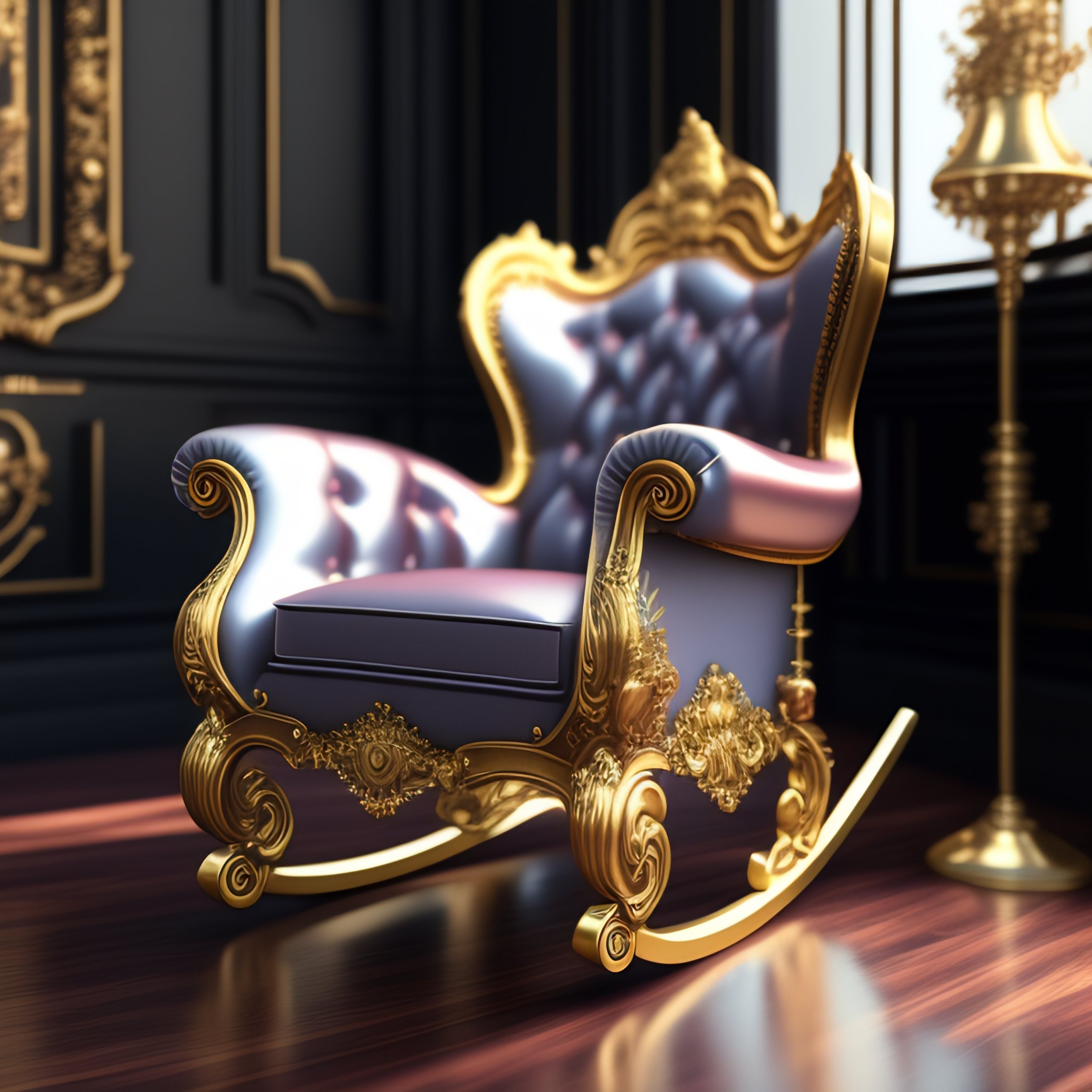 Lexica - Hyperrealistic neo - rococo steampunk Rocking chair, lots of ...