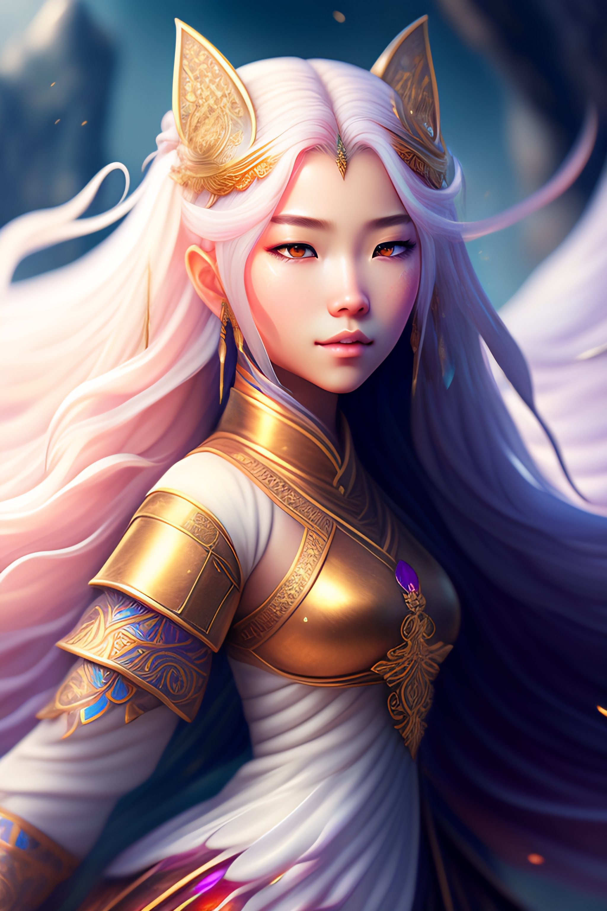 Lexica - Ultra realistic and anime style digital portrait of a  child-bearing Female Main Character (FMC) from a xianxia novel, fox girl,  kitsune, mys...