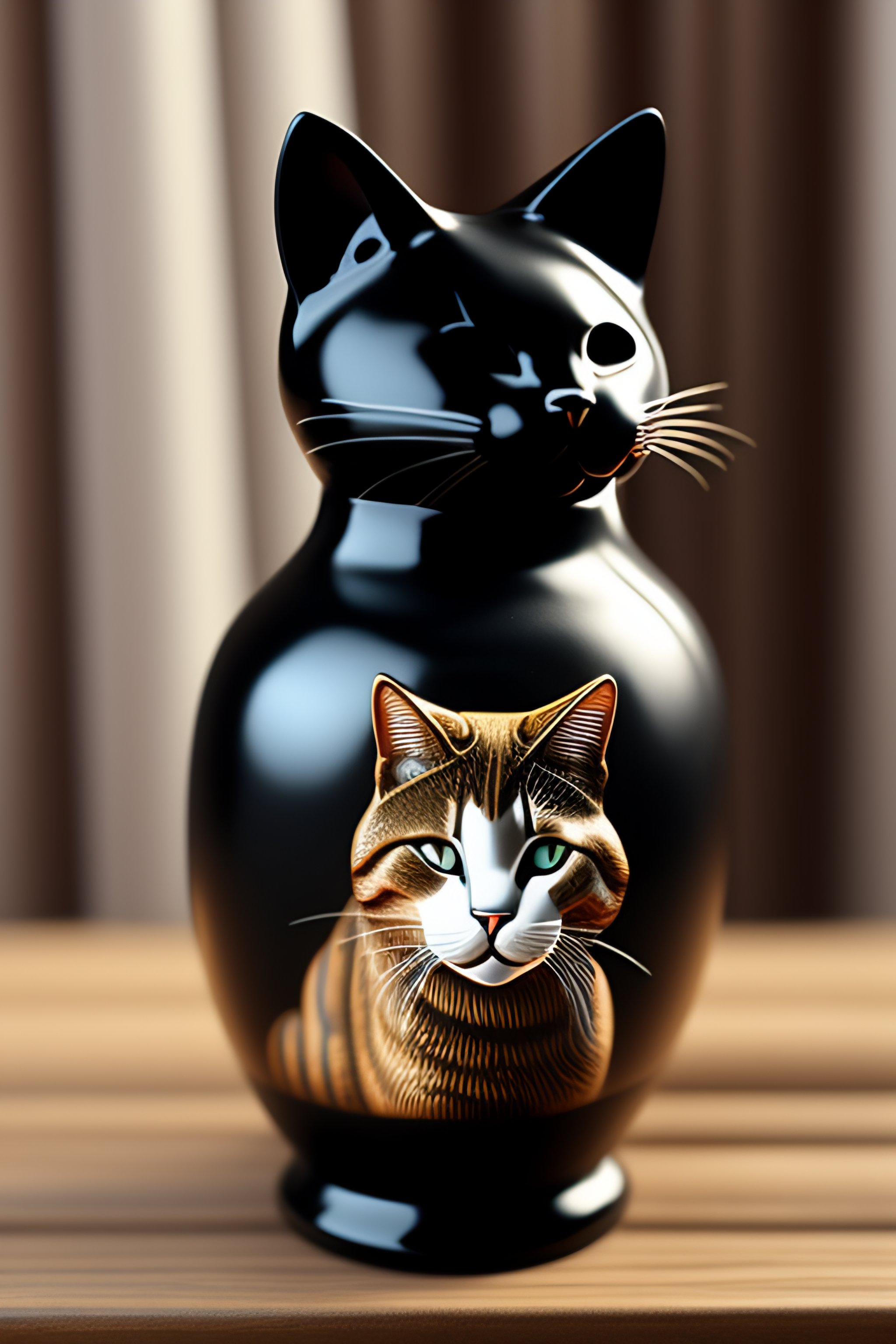 Lexica Attic black figure vase painting of humanoid anthro cat smiling